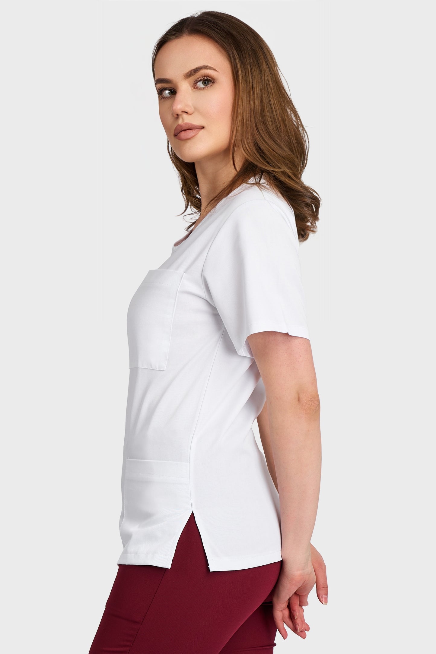Bluza Medicala Dona Femei - Alb - vedere laterala - Akitex
