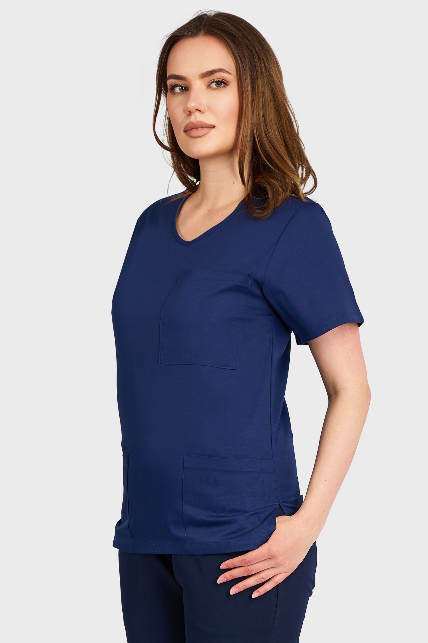 Bluza Medicala Dona Femei - Navy - vedere laterala - Akitex
