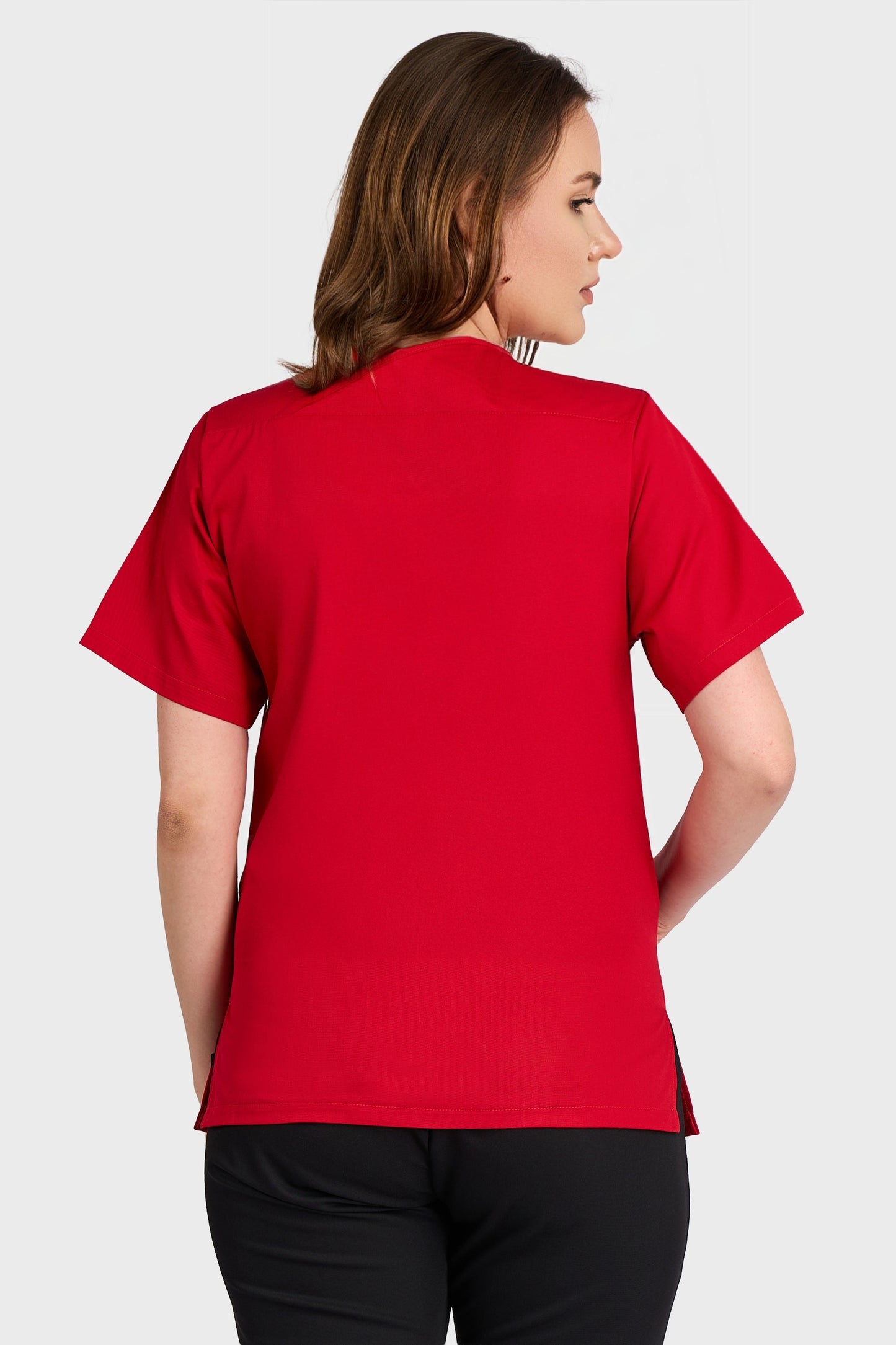 Bluza Medicala Dona Femei - Rosu - vedere spate - Akitex