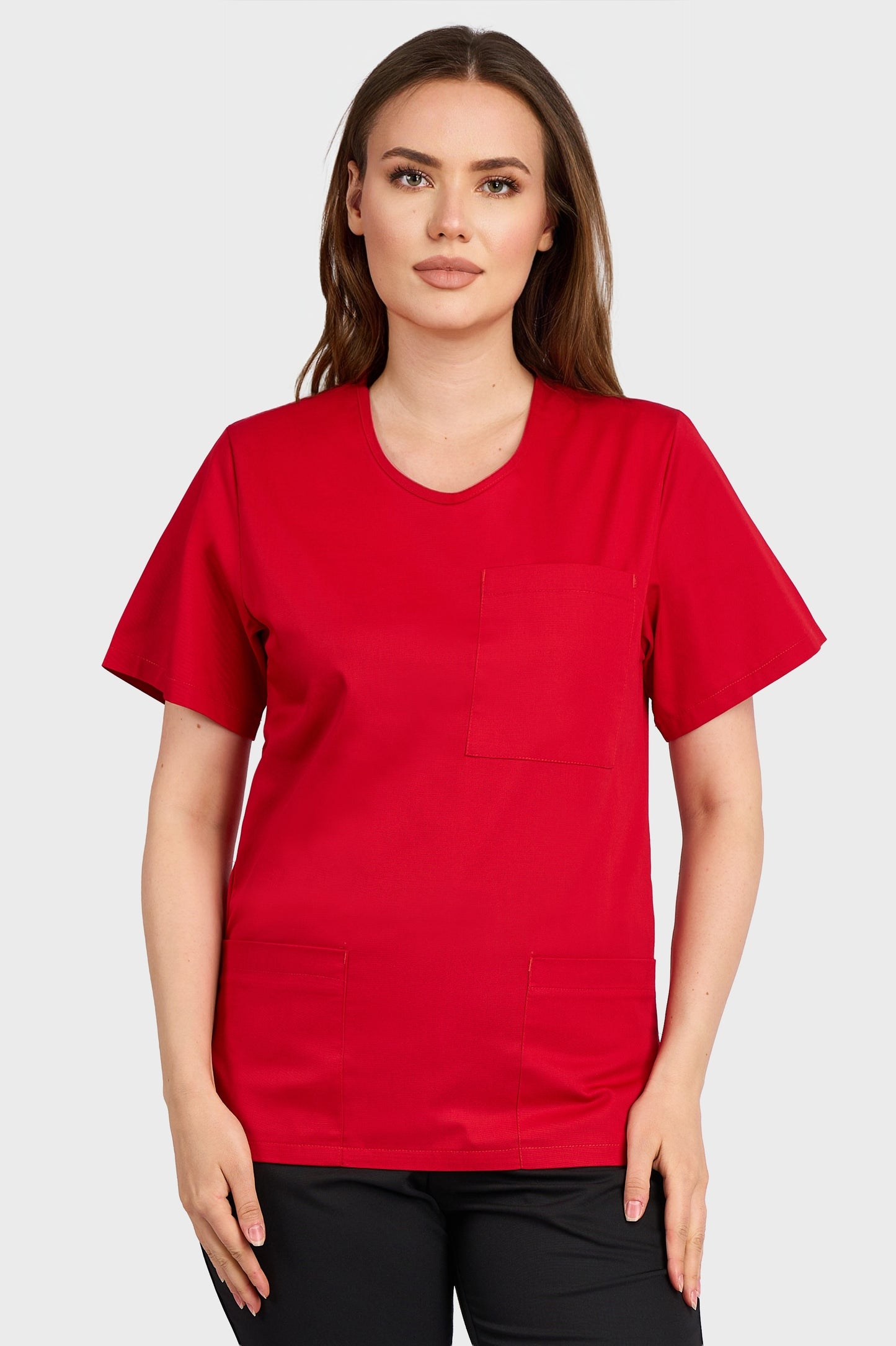 Bluza Medicala Dona Femei - Rosu - vedere frontala - Akitex