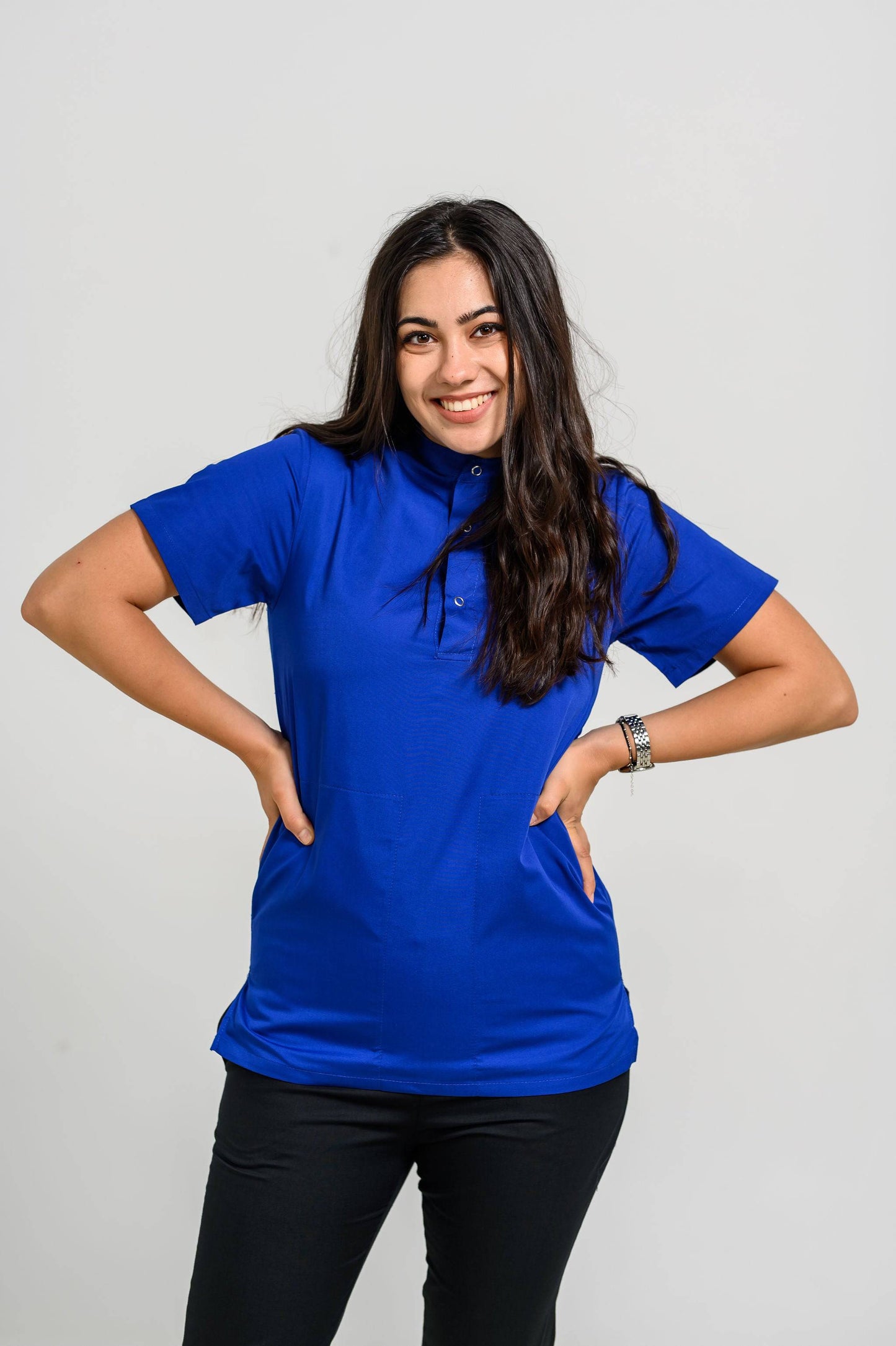 Bluza Medicala Valuca - Albastru Electric - vedere frontala Akitex