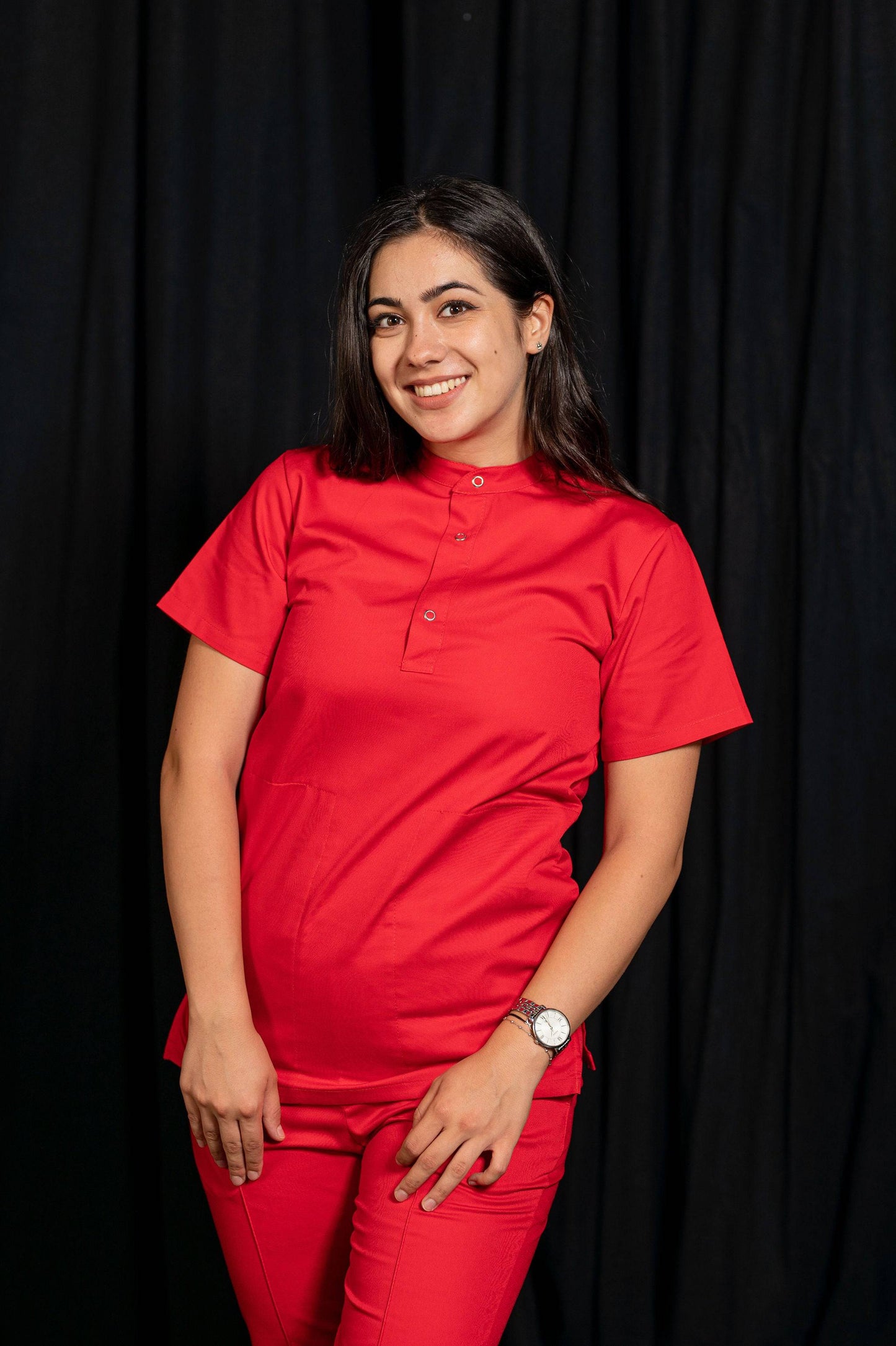 Bluza Medicala Valuca - Rosu - vedere frontala - Akitex