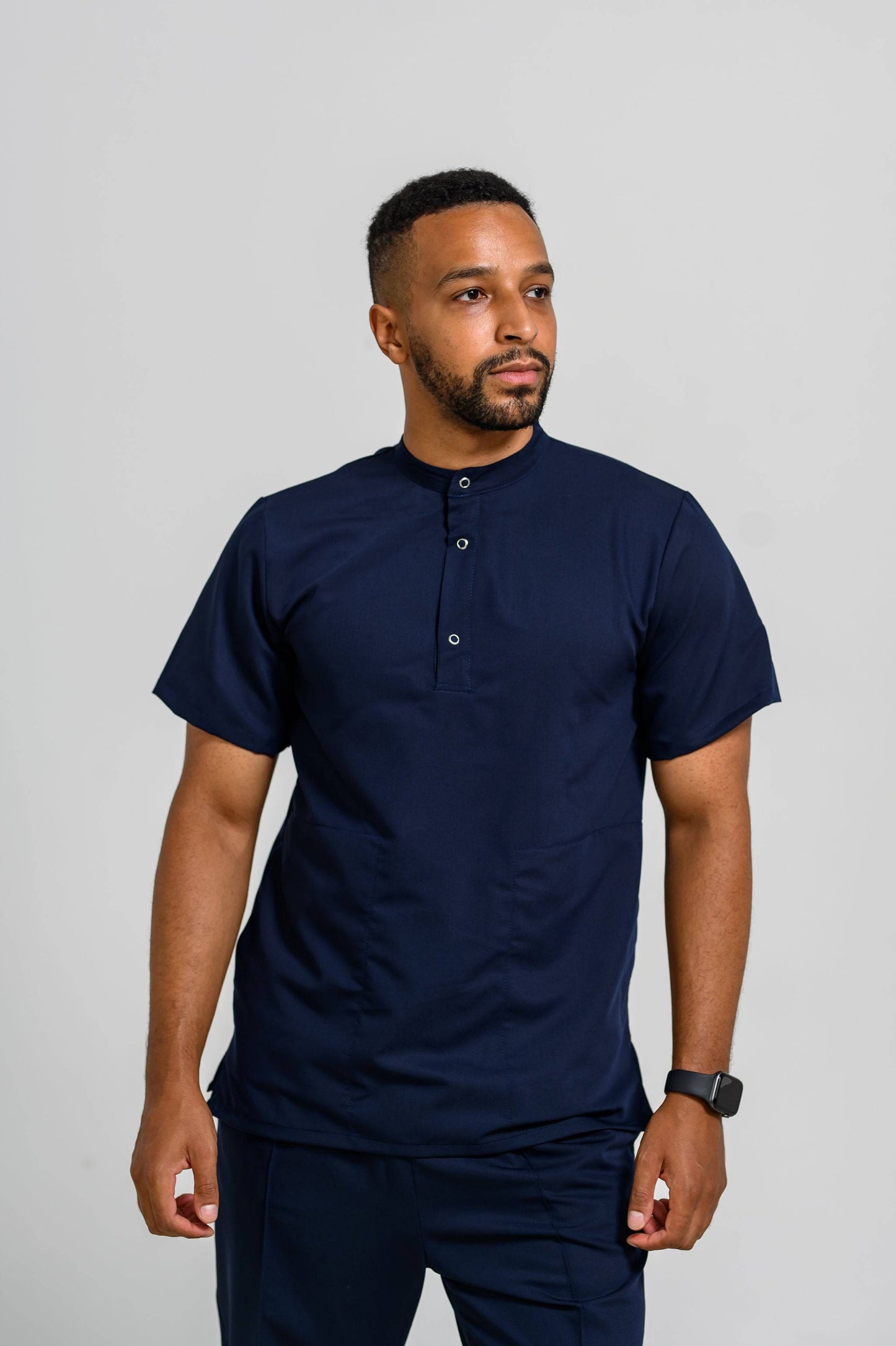 Bluza Medicala Valuca STRETCH Barbati - Navy - vedere frontala - material elastic - Akitex