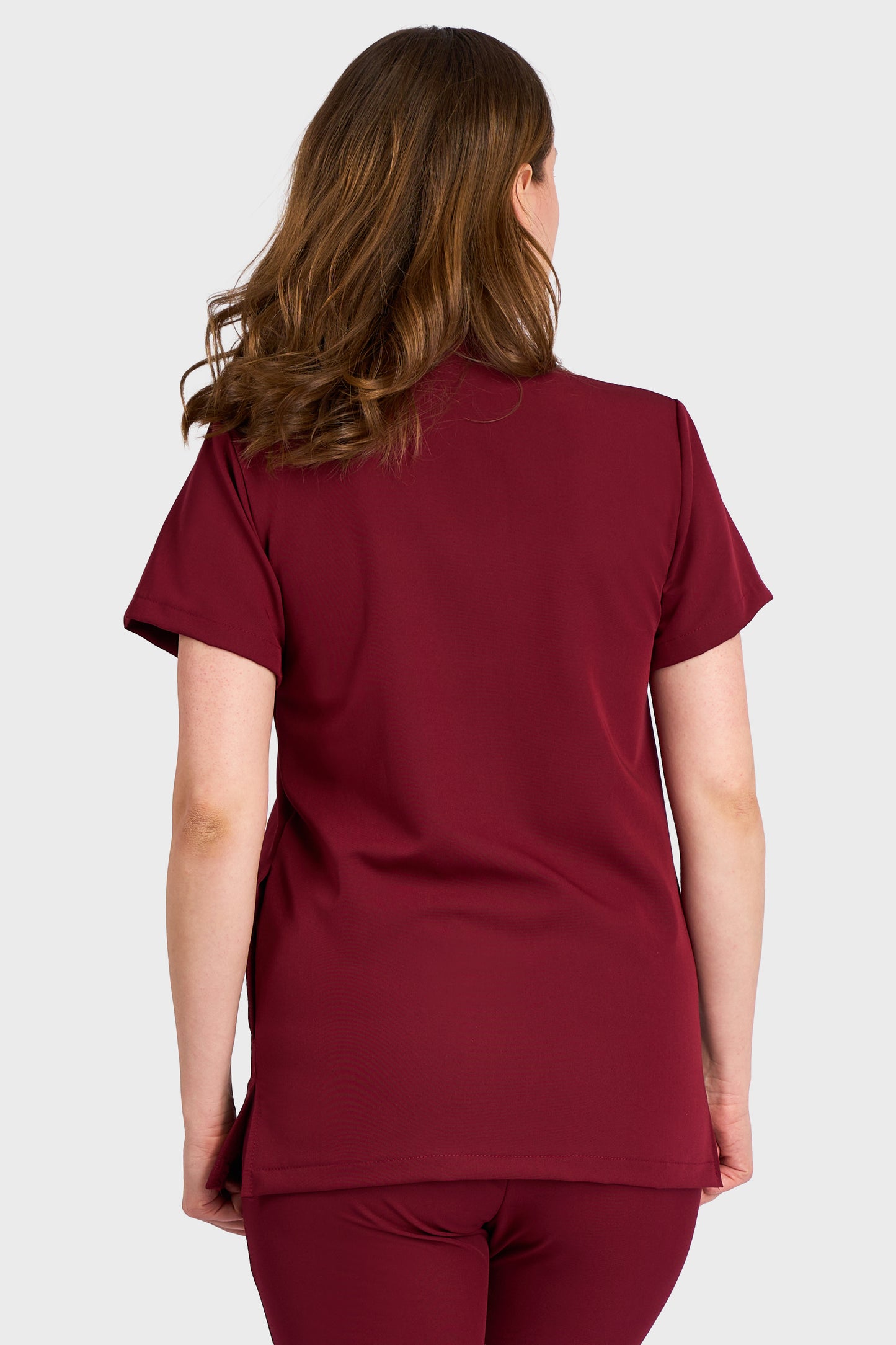 Bluza Medicala Valuca STRETCH - Femei - Bordo - vedere de la spate - material elastic - Akitex