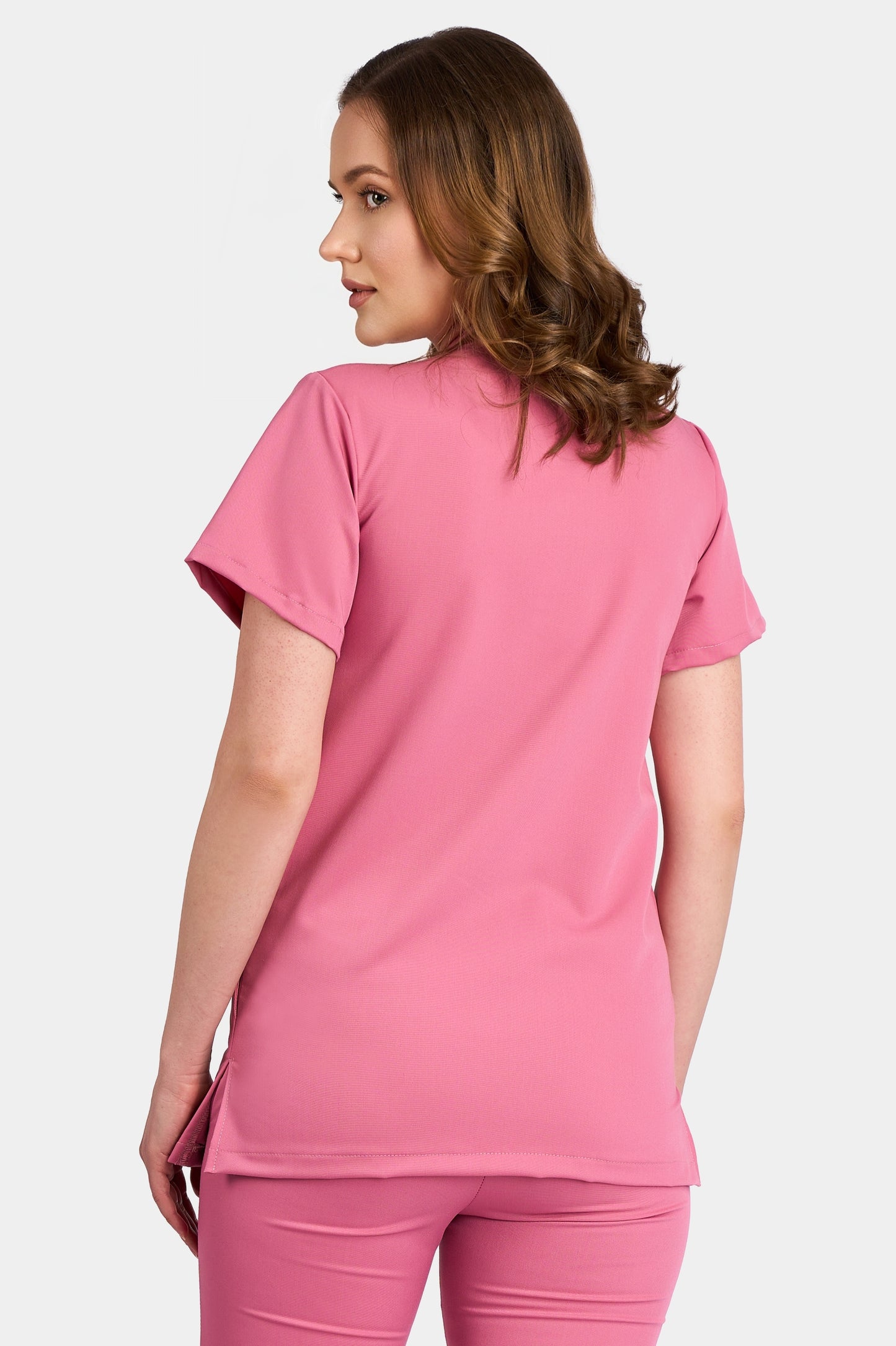 Bluza Medicala Valuca STRETCH - Femei - Roz - vedere de la spate - material elastic - Akitex