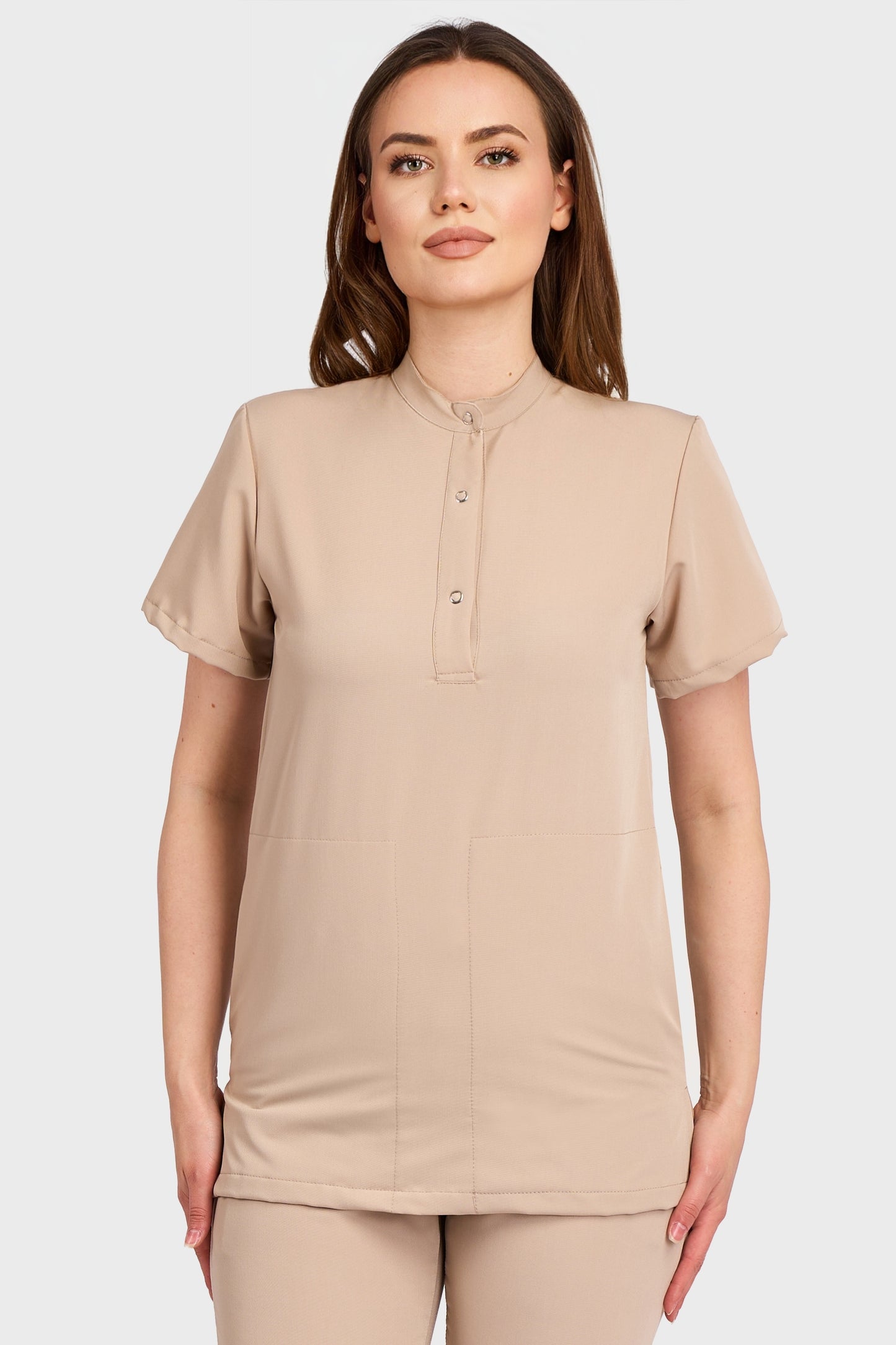 Bluza Medicala Valuca STRETCH - Femei - Safari - vedere frontala - material elastic - Akitex