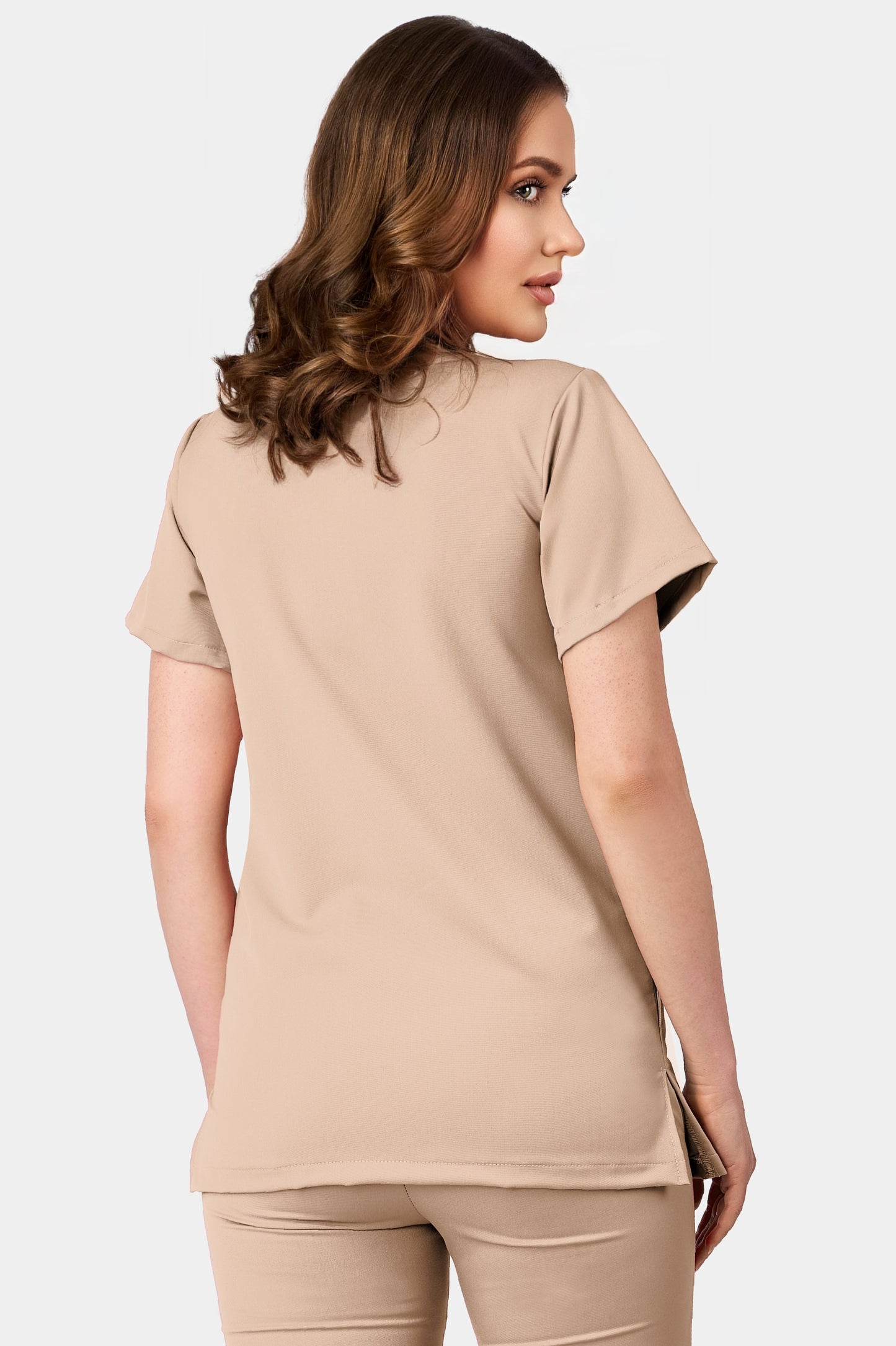 Bluza Medicala Valuca Stretch - Femei - Safari - vedere de la spate - material elastic - Akitex