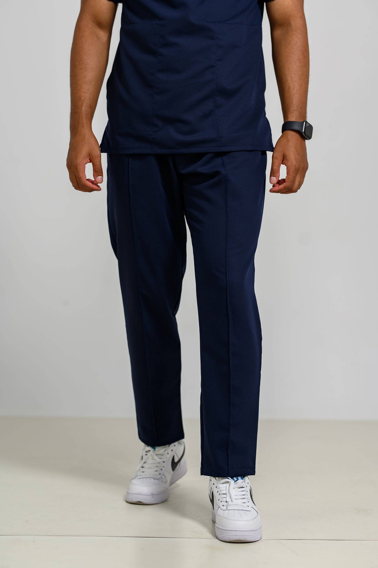 Pantaloni Medicali Alisa Barbati Stretch - Navy - vedere frontala - material elastic - Akitex