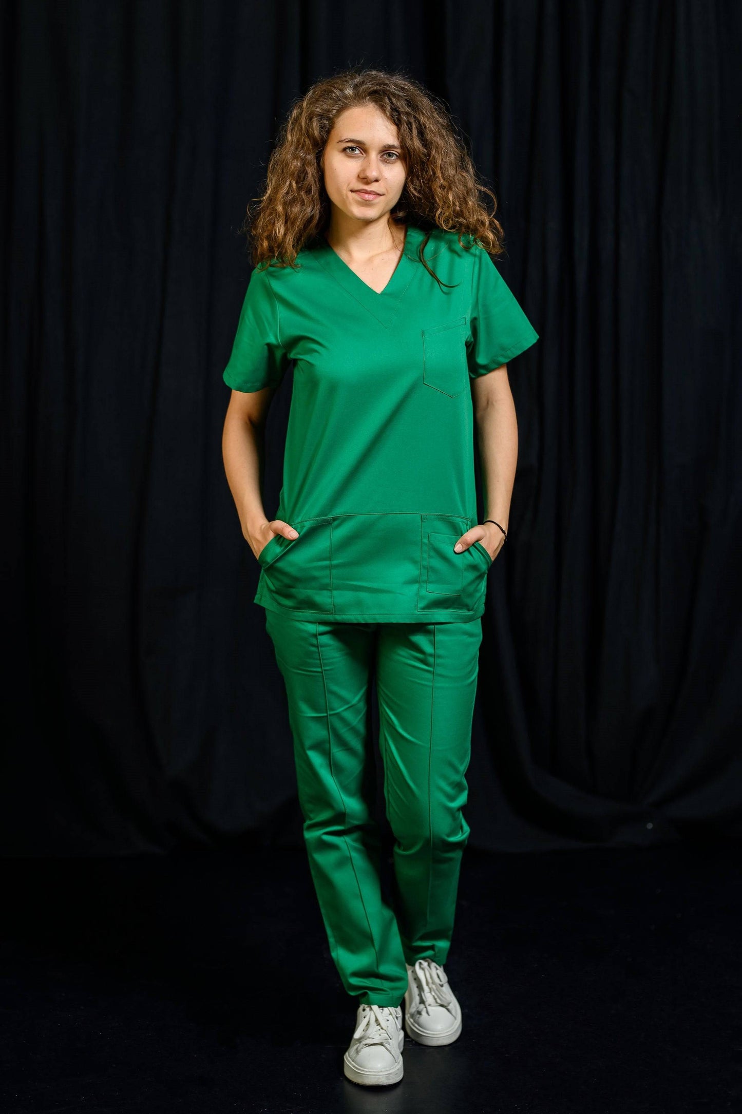 Pantaloni Medicali Alisa Femei - Verde - vedere totala - Akitex