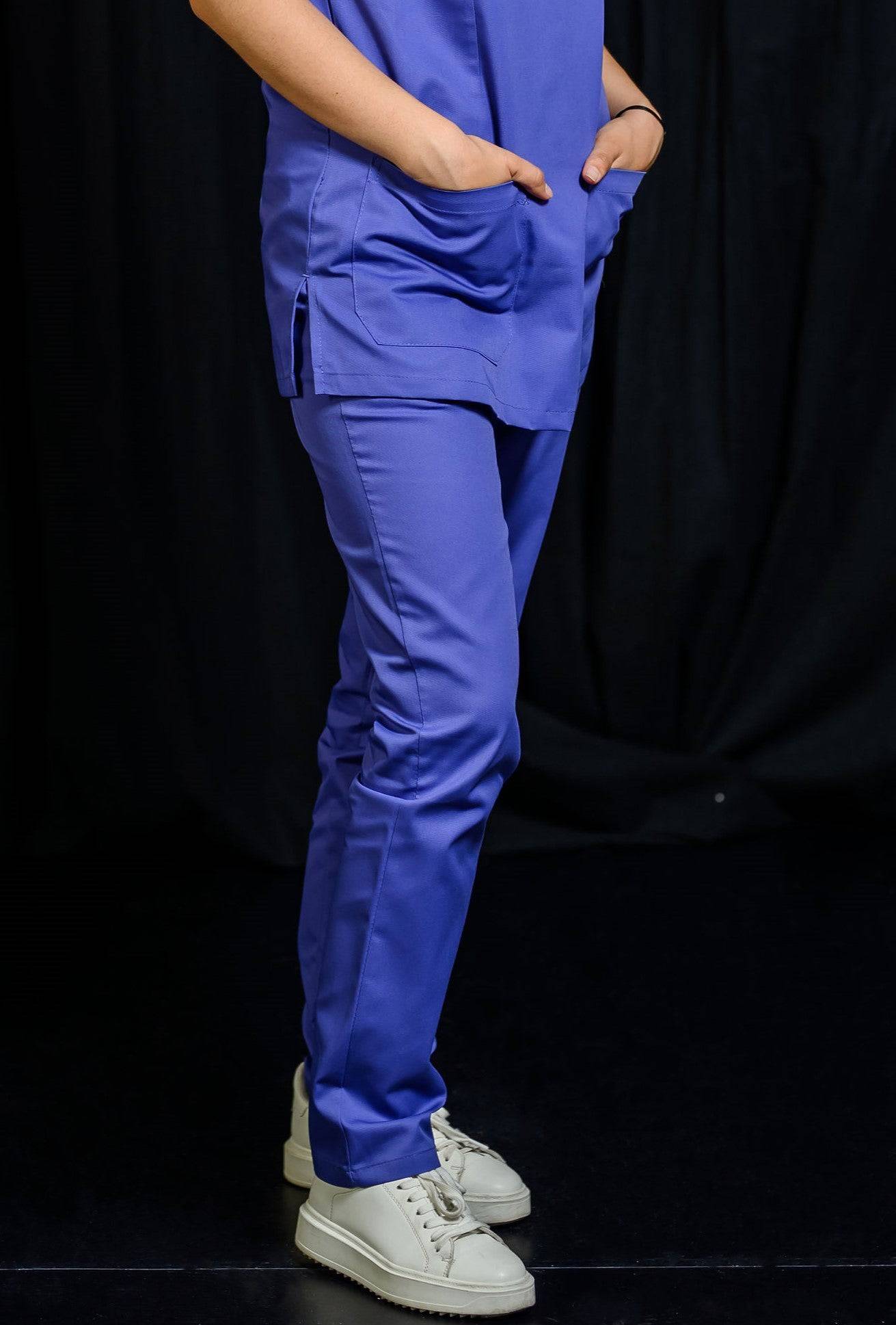 Pantaloni Medicali de Dama - Mov - vedere lateral stanga - Akitex