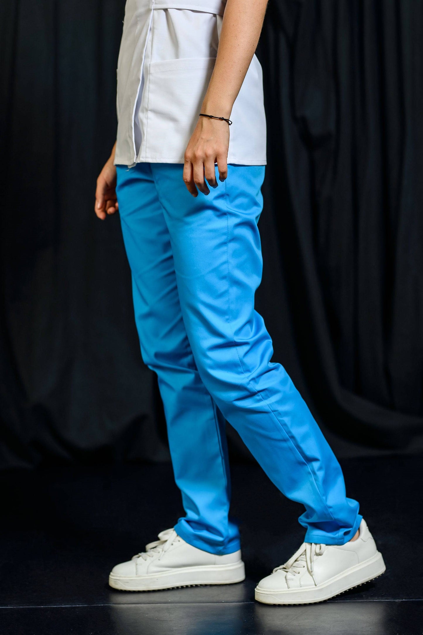 Pantaloni Medicali de Dama - Turquoise - vedere lateral dreapta - Akitex
