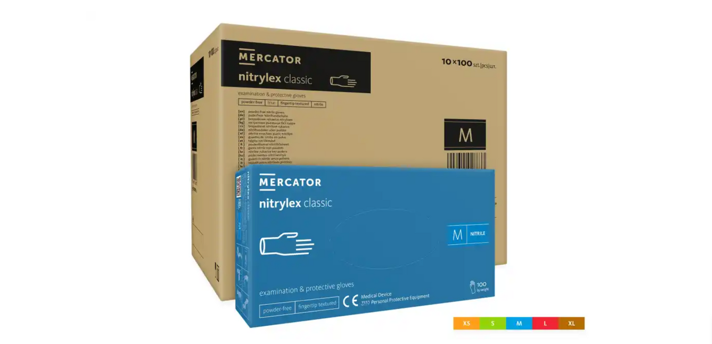 Manusi de Protectie Mercator Nepudrate NITRYLEX® 100 bucati / cutie - Akitex Costume Medicale