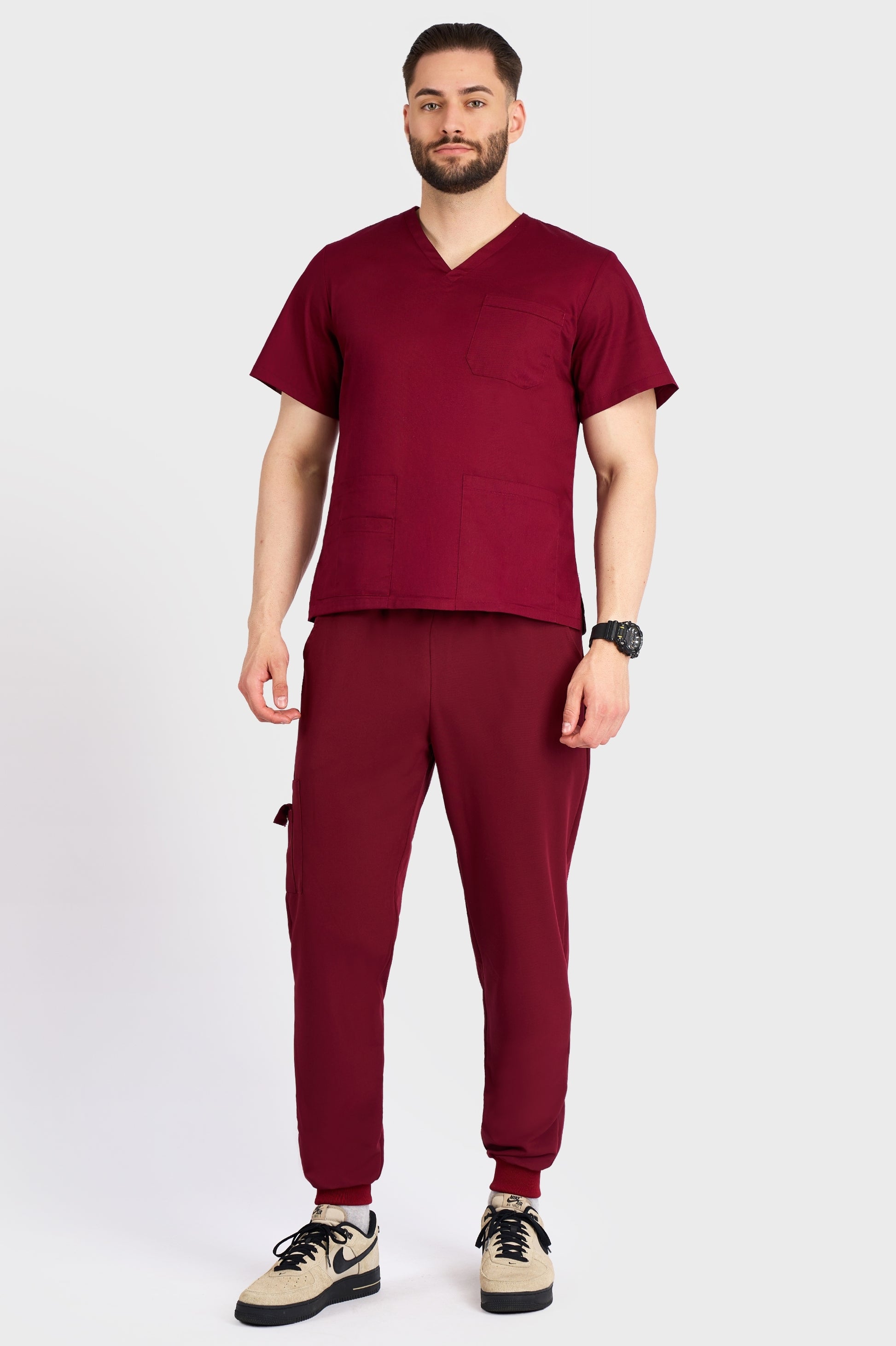 Bluza Medicala Hugo Barbati - Bordo - vedere totala - Akitex 