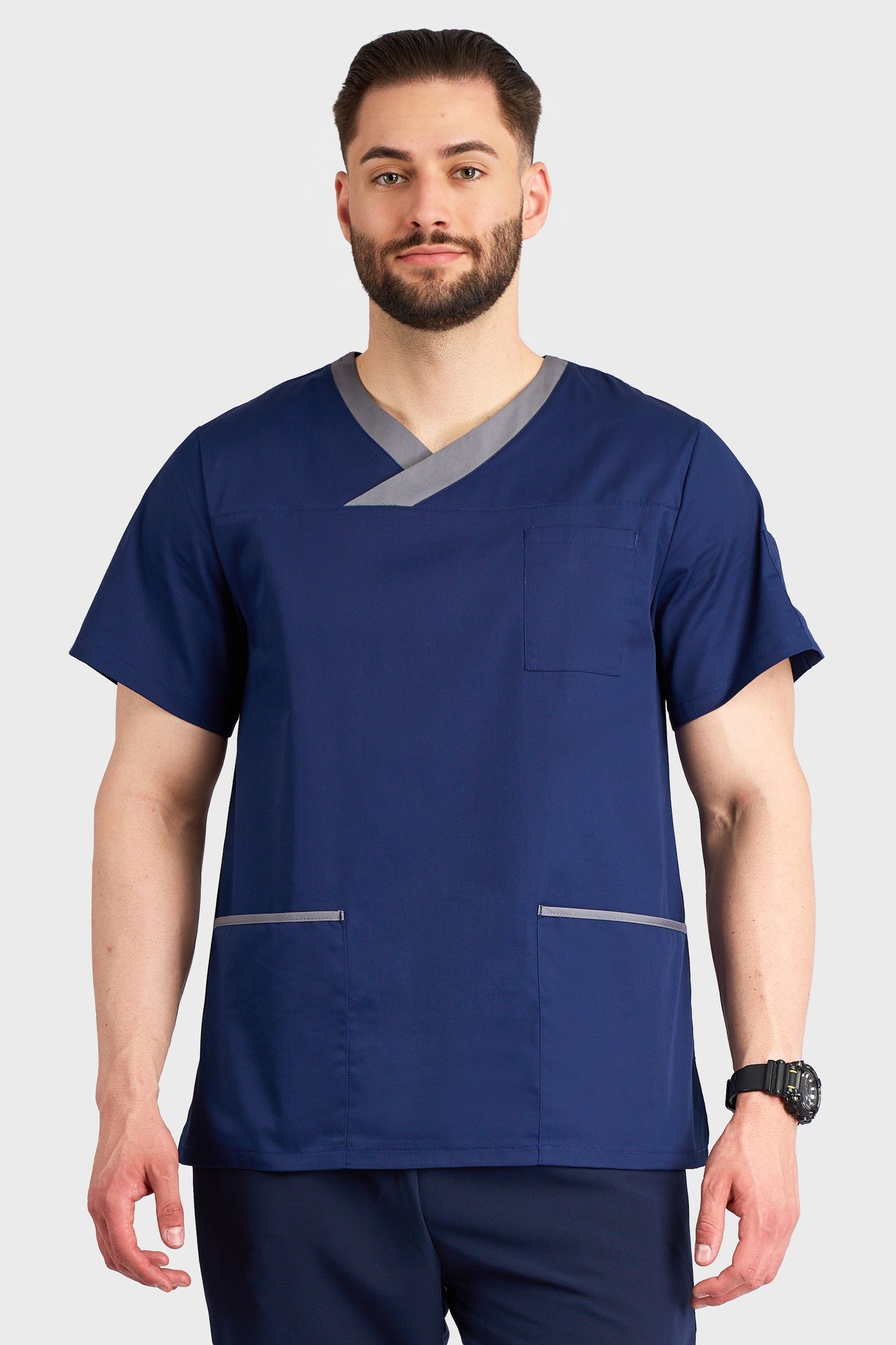 Bluza Medicala Toledo Barbati - Navy - vedere frontala - Akitex 