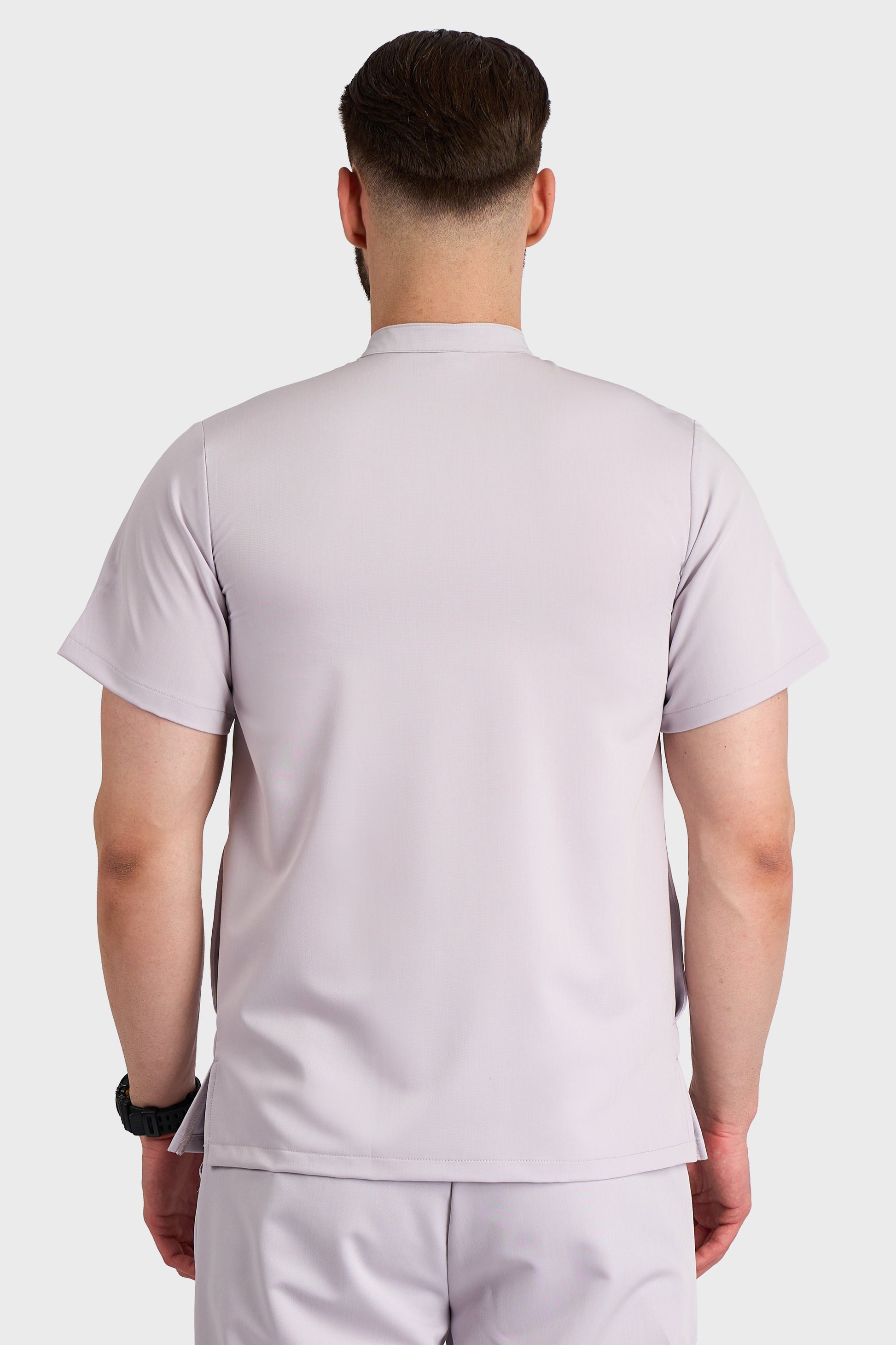 Bluza Medicala Valuca STRETCH Barbati - Gri - vedere de la spate - material elastic - Akitex 
