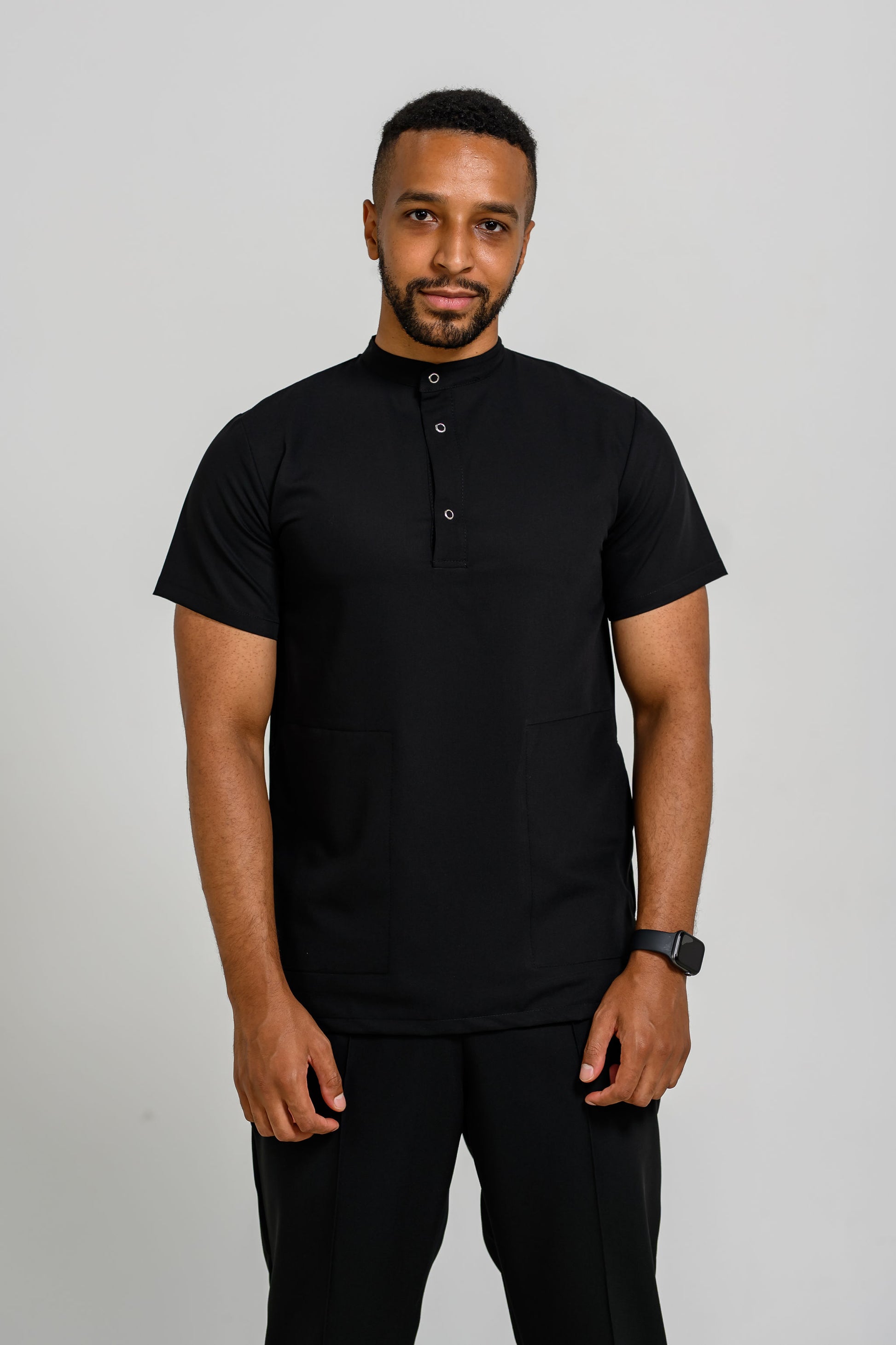 Bluza Medicala Valuca STRETCH Barbati - Negru - vedere totala - material elastic - Akitex 