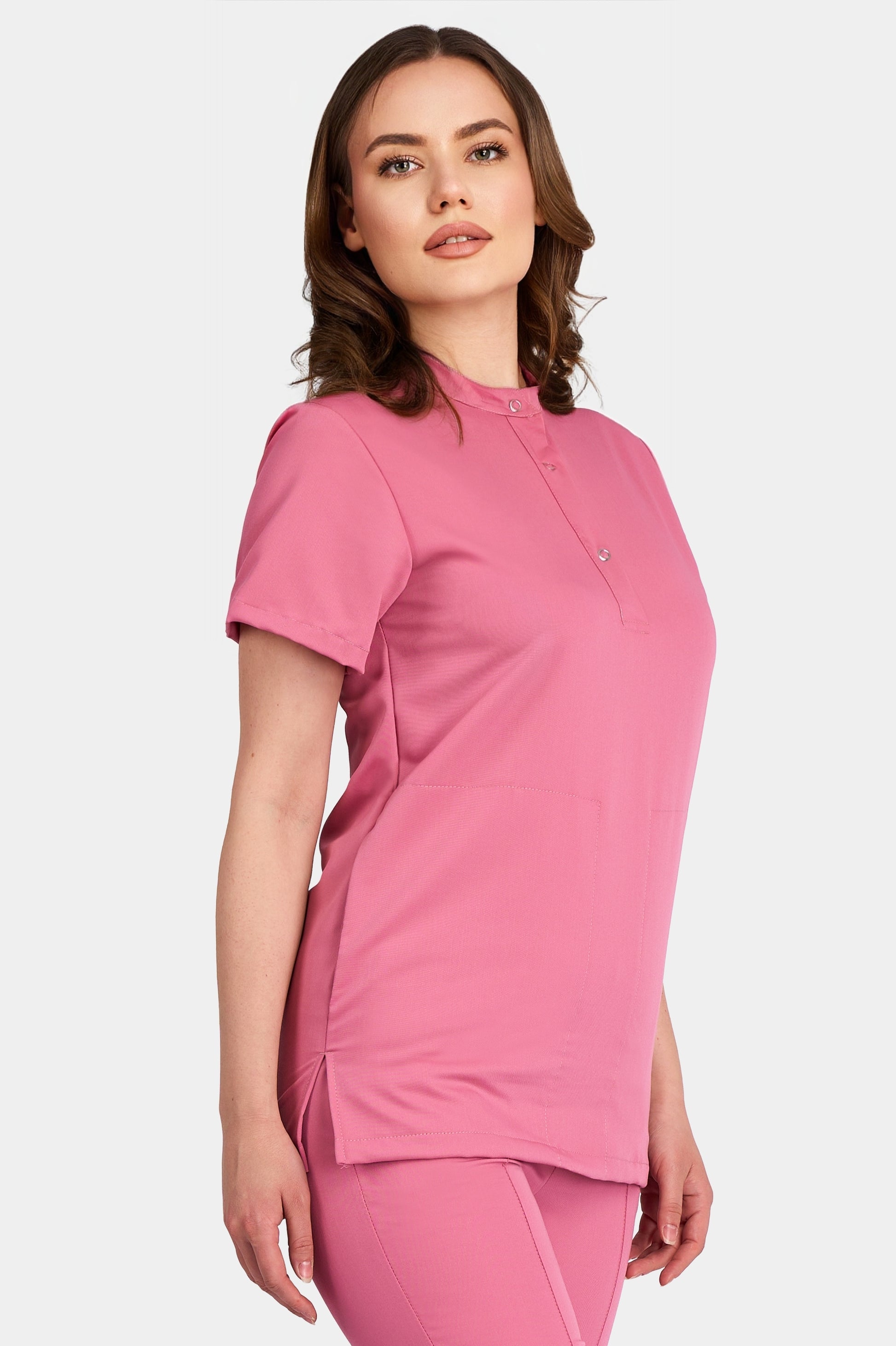 Bluza Medicala Valuca STRETCH - Femei - Roz - vedere laterala - material elastic - Akitex 
