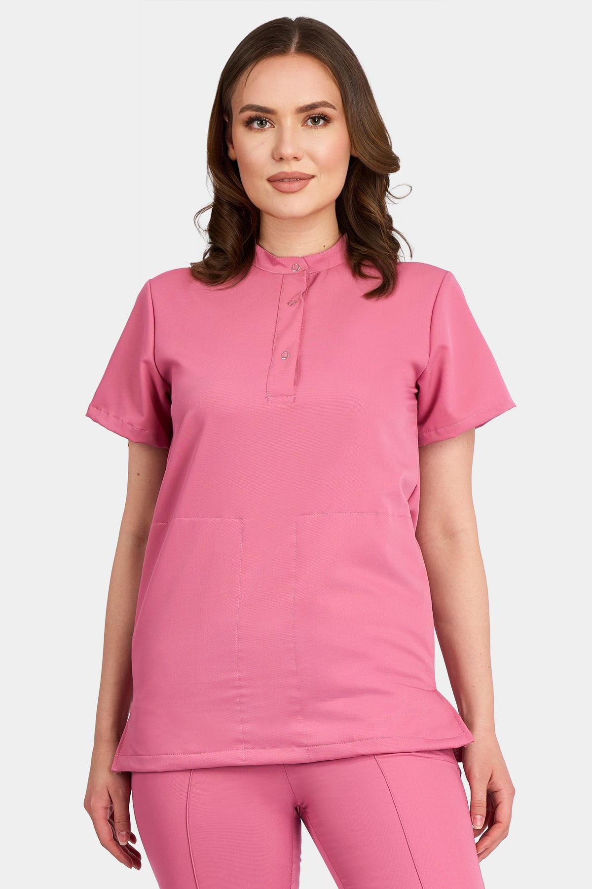 Bluza Medicala Valuca STRETCH - Femei - Roz - vedere frontala - material elastic - Akitex 