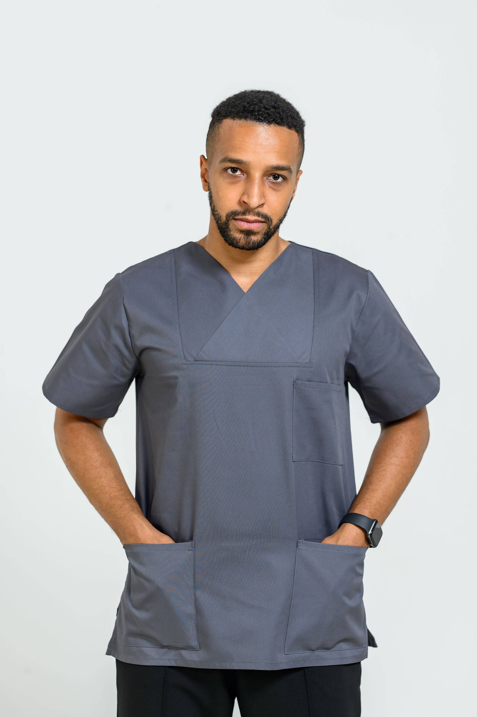 Bluza Medicala Vico Barbati - Gri - vedere totala - Akitex 