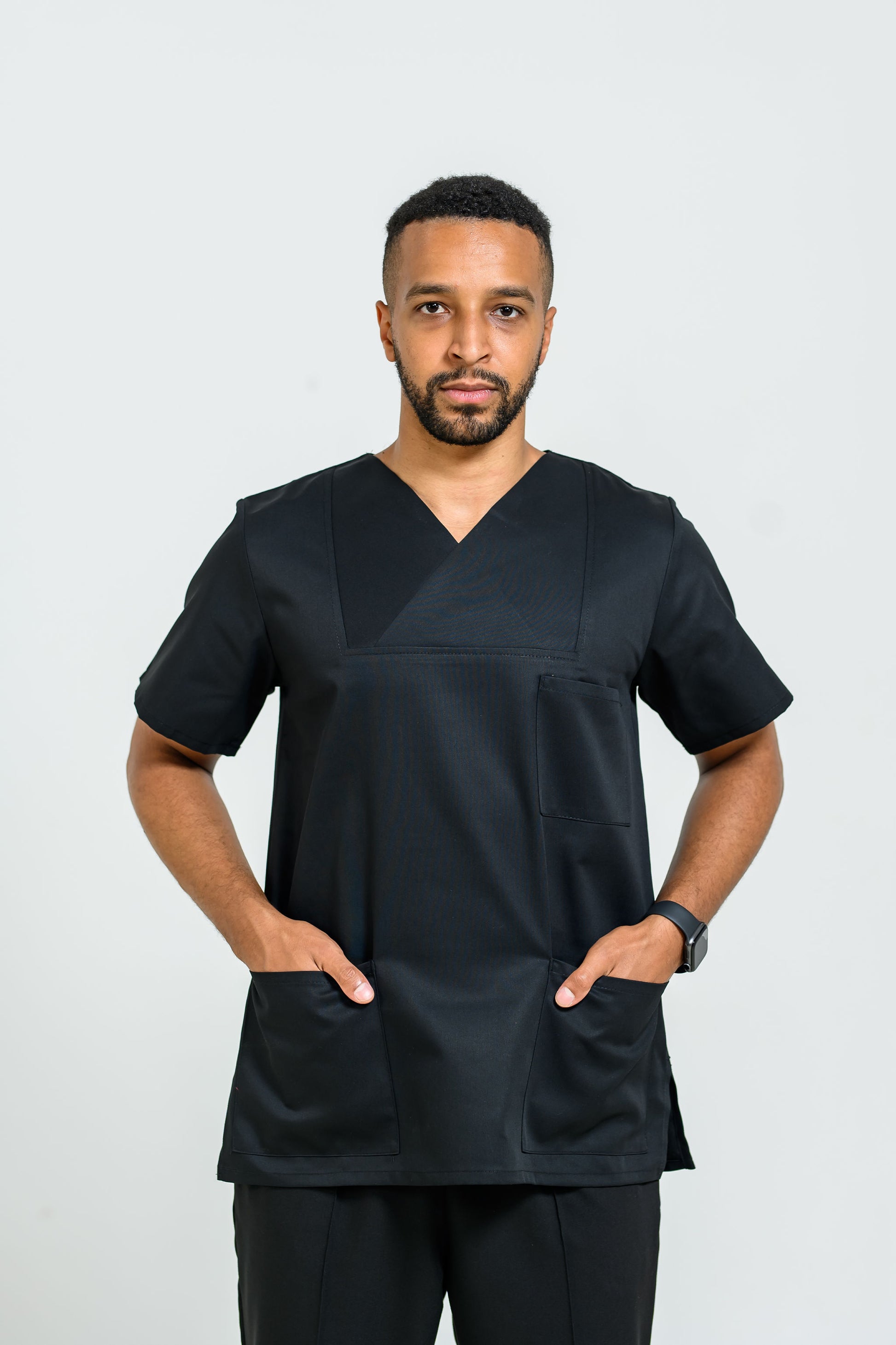 Bluza Medicala Vico Barbati - Negru - vedere totala - Akitex 