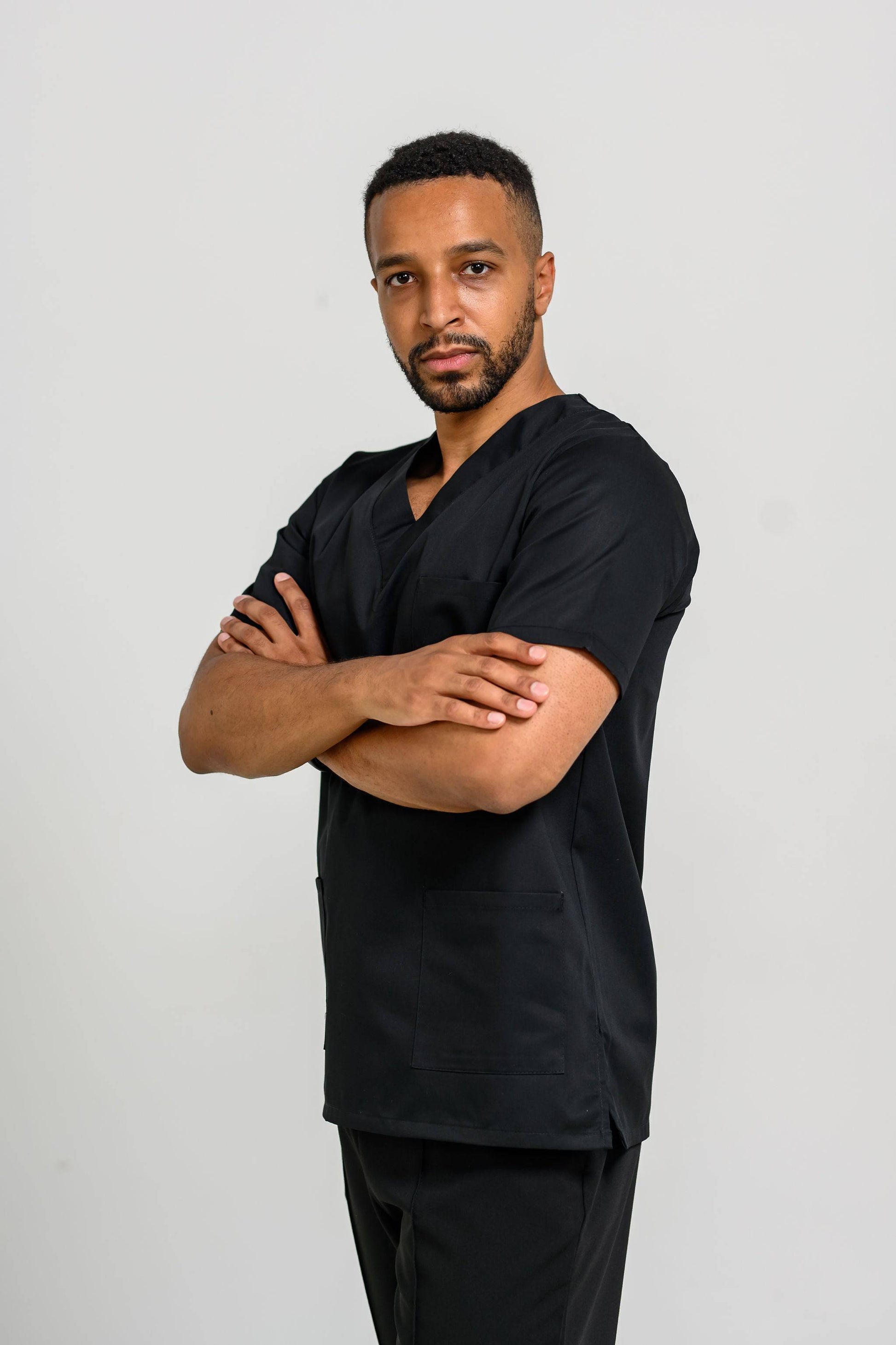 Bluza Medicala Victoria Barbati - Negru - vedere lateral dreapta - Akitex 