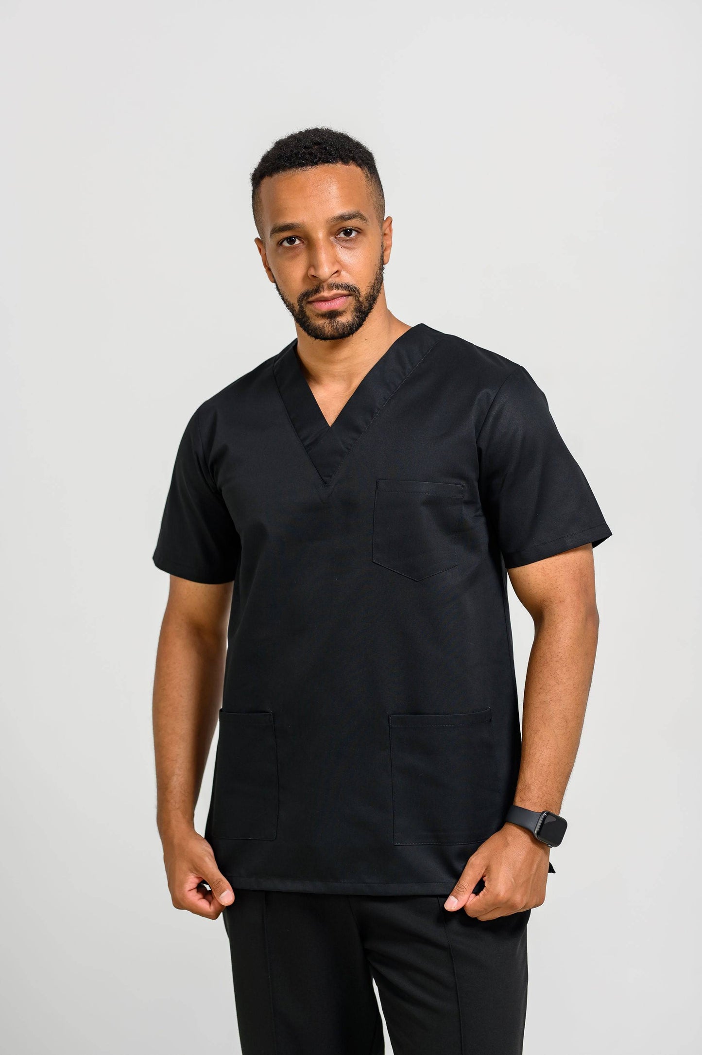 Bluza Medicala Victoria Barbati - Negru - vedere totala - Akitex 