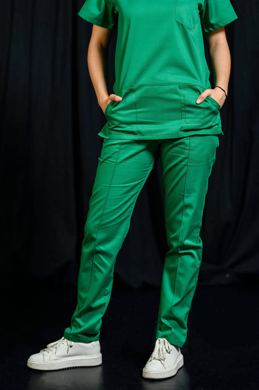 Pantaloni Medicali Alisa Femei - Verde - vedere frontala - Akitex 