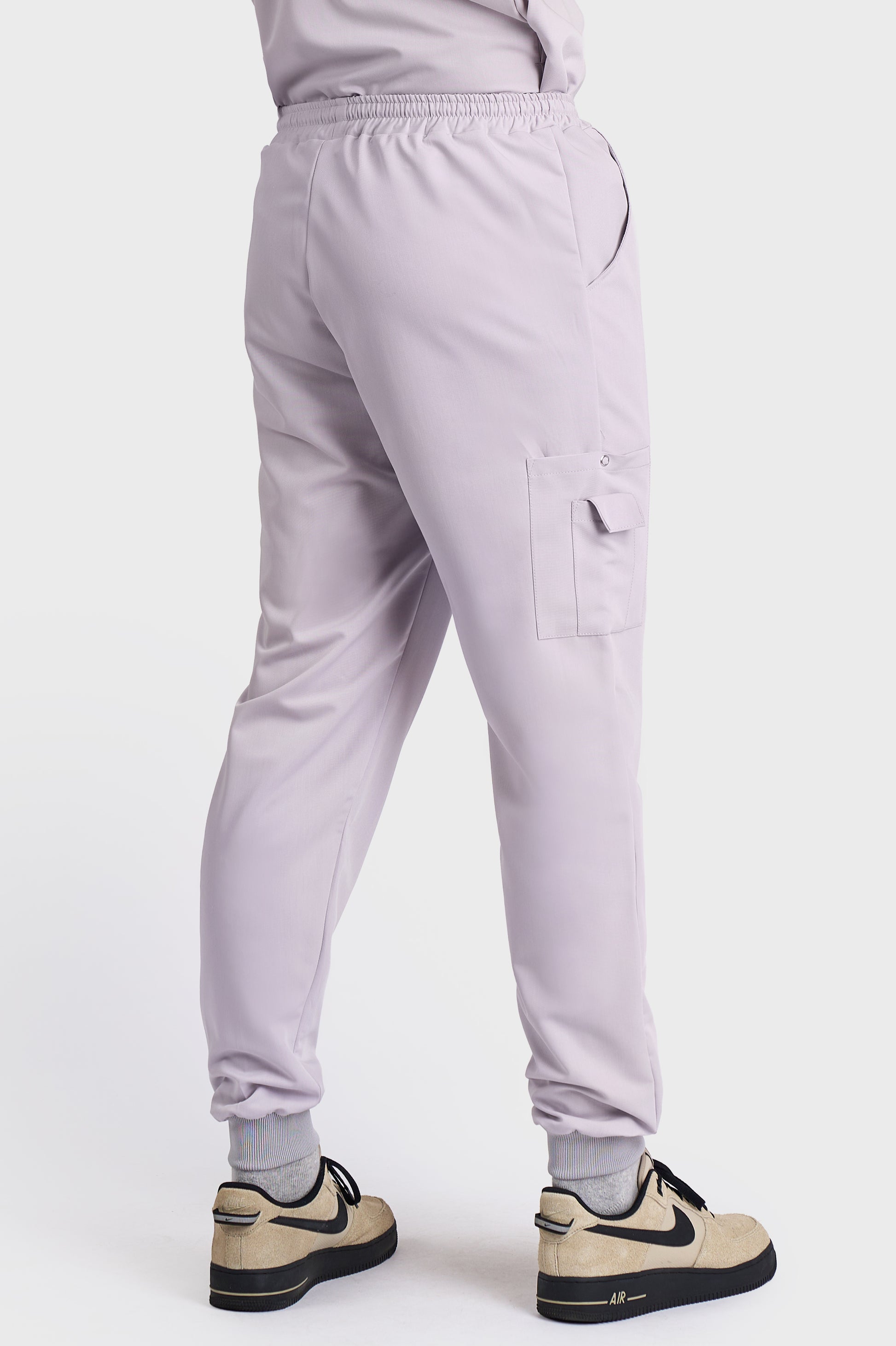 Pantaloni Medicali Joger Barbati Stretch - Gri - vedere spate - material elastic - Akitex 