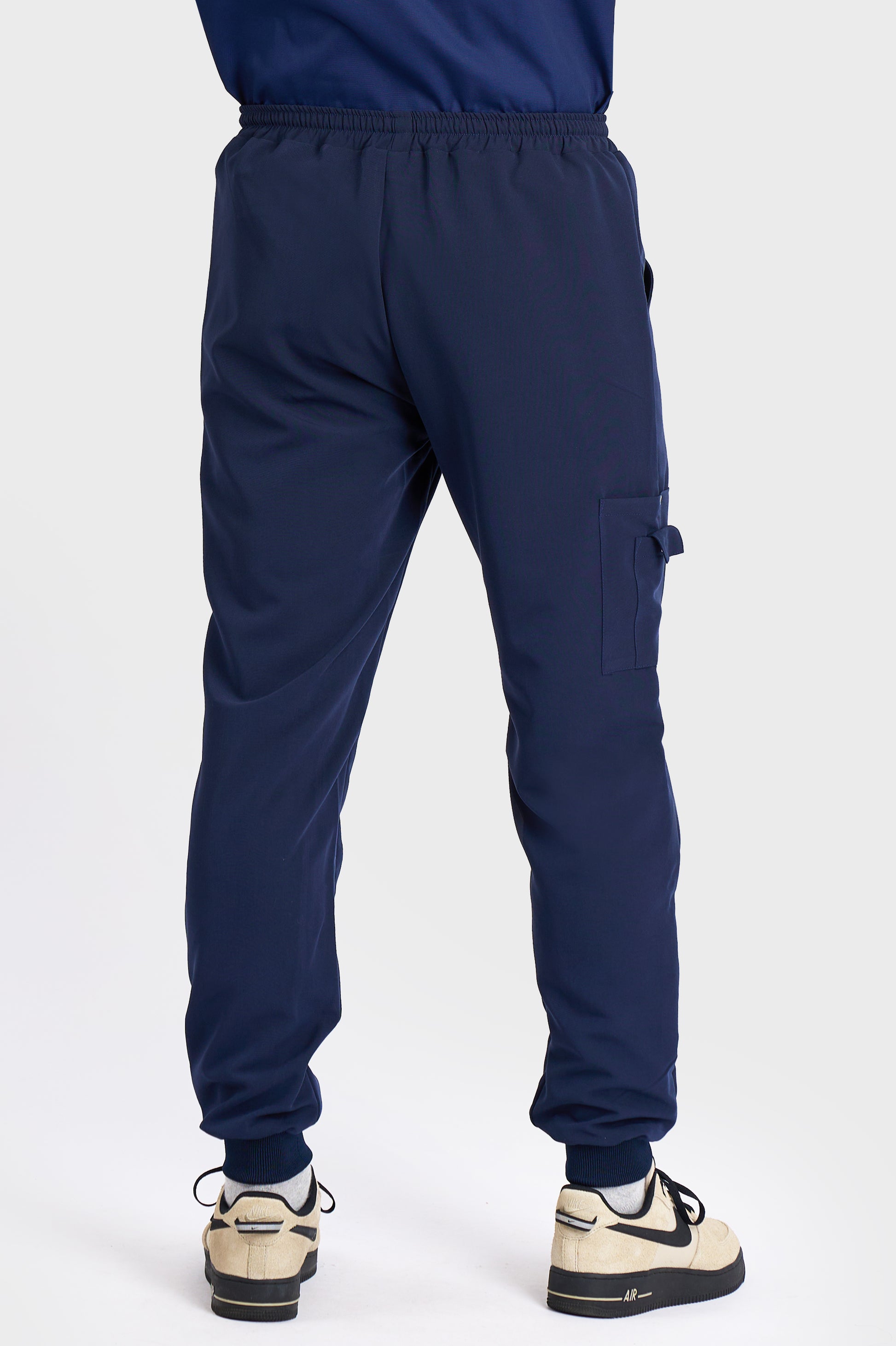 Pantaloni Medicali Joger Barbati Stretch - Navy - vedere spate - material elastic - Akitex 