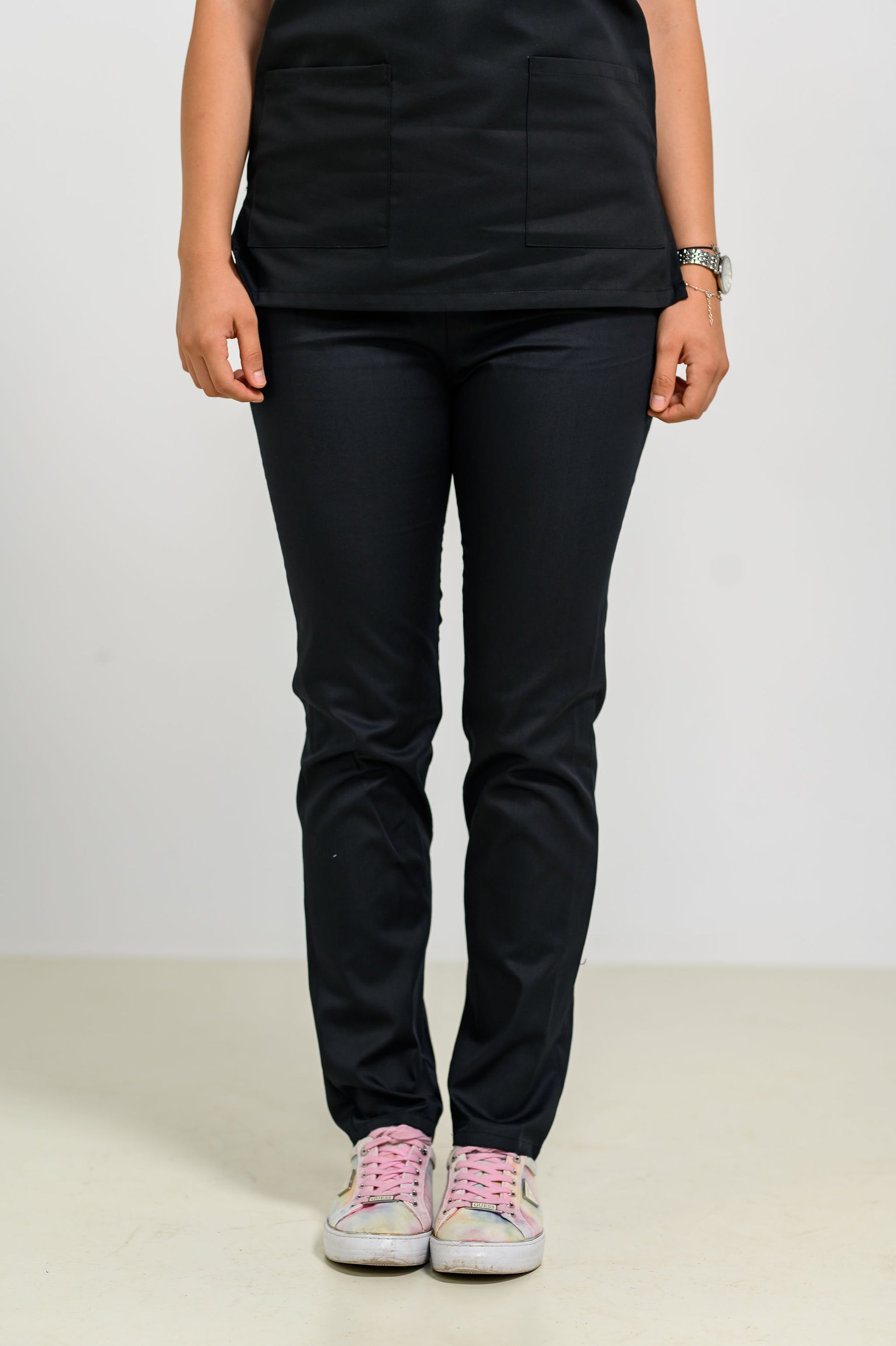 Pantaloni Medicali de Dama - Negru - vedere frontala - Akitex