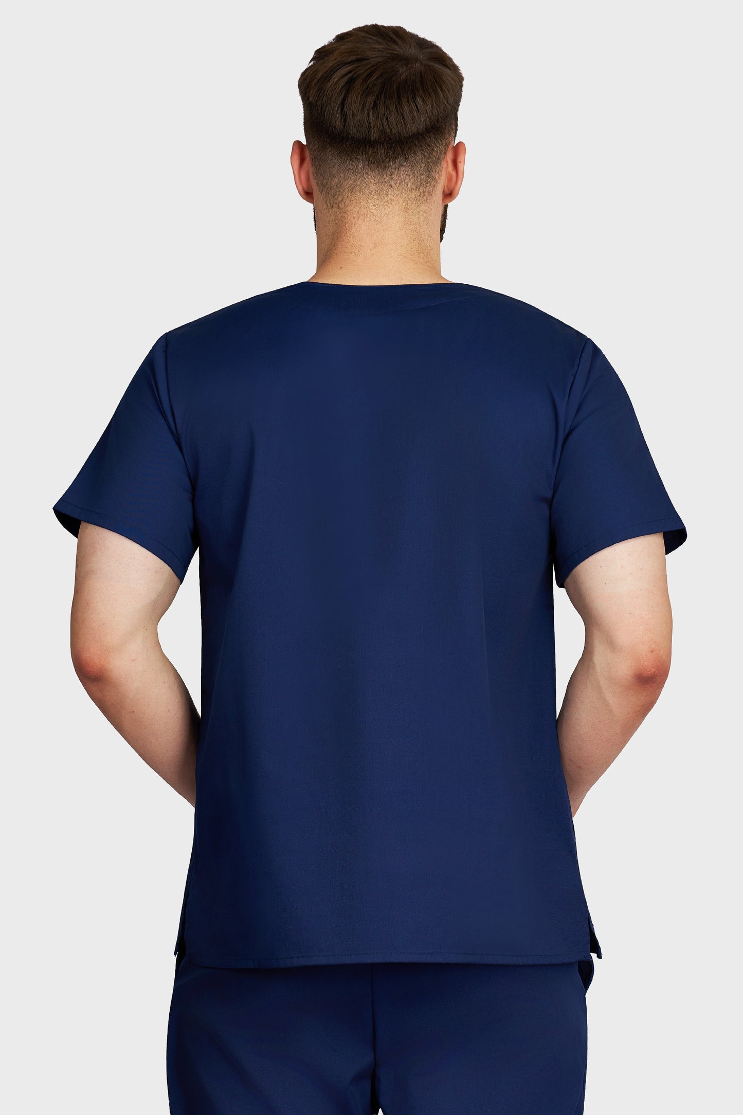 Bluza medicala barbati Victoria bleumarin - vedere din spate - AKITEX