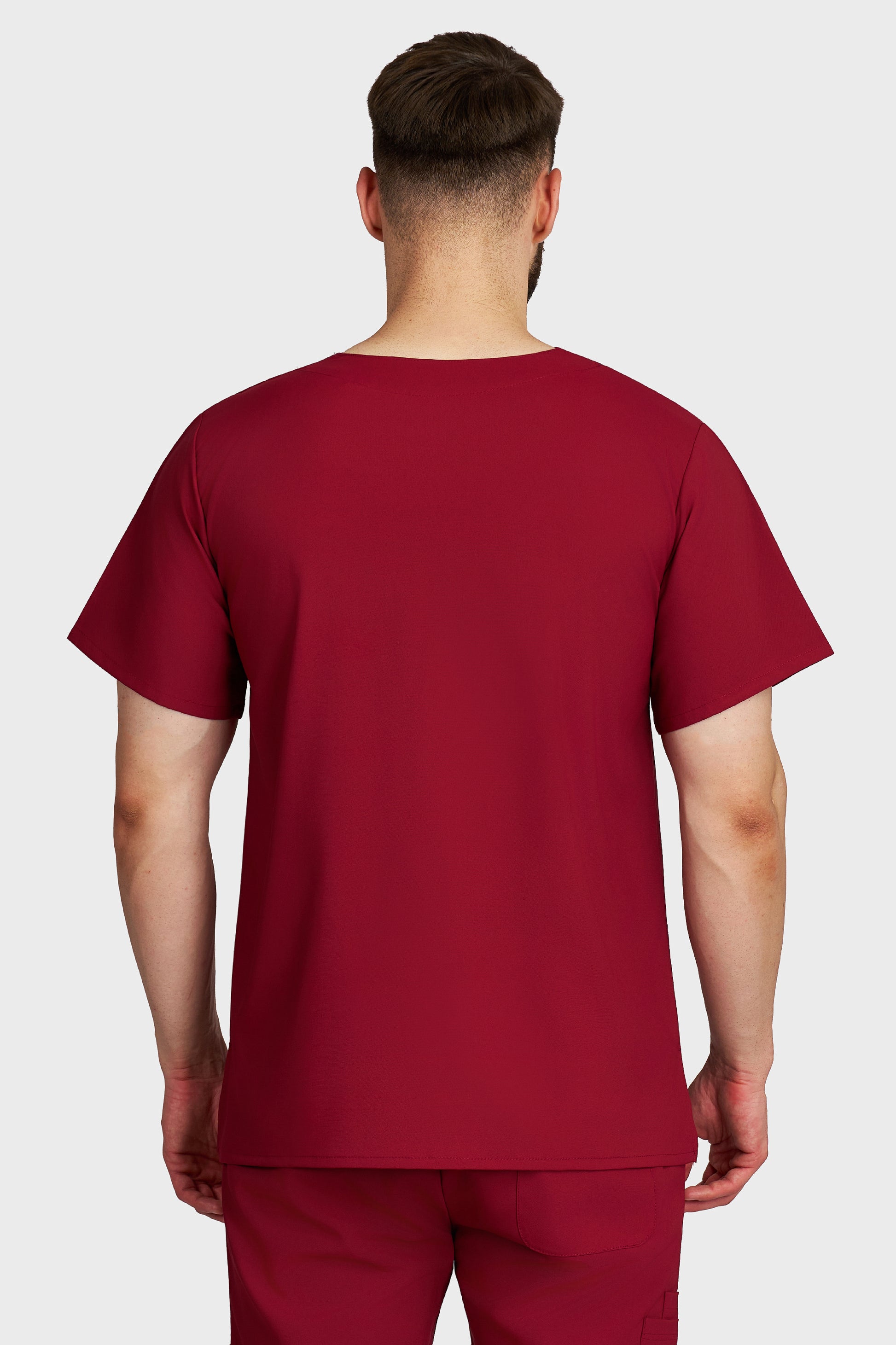 Bluza medicala barbati Victoria bordo stretch - vedere din spate - AKITEX