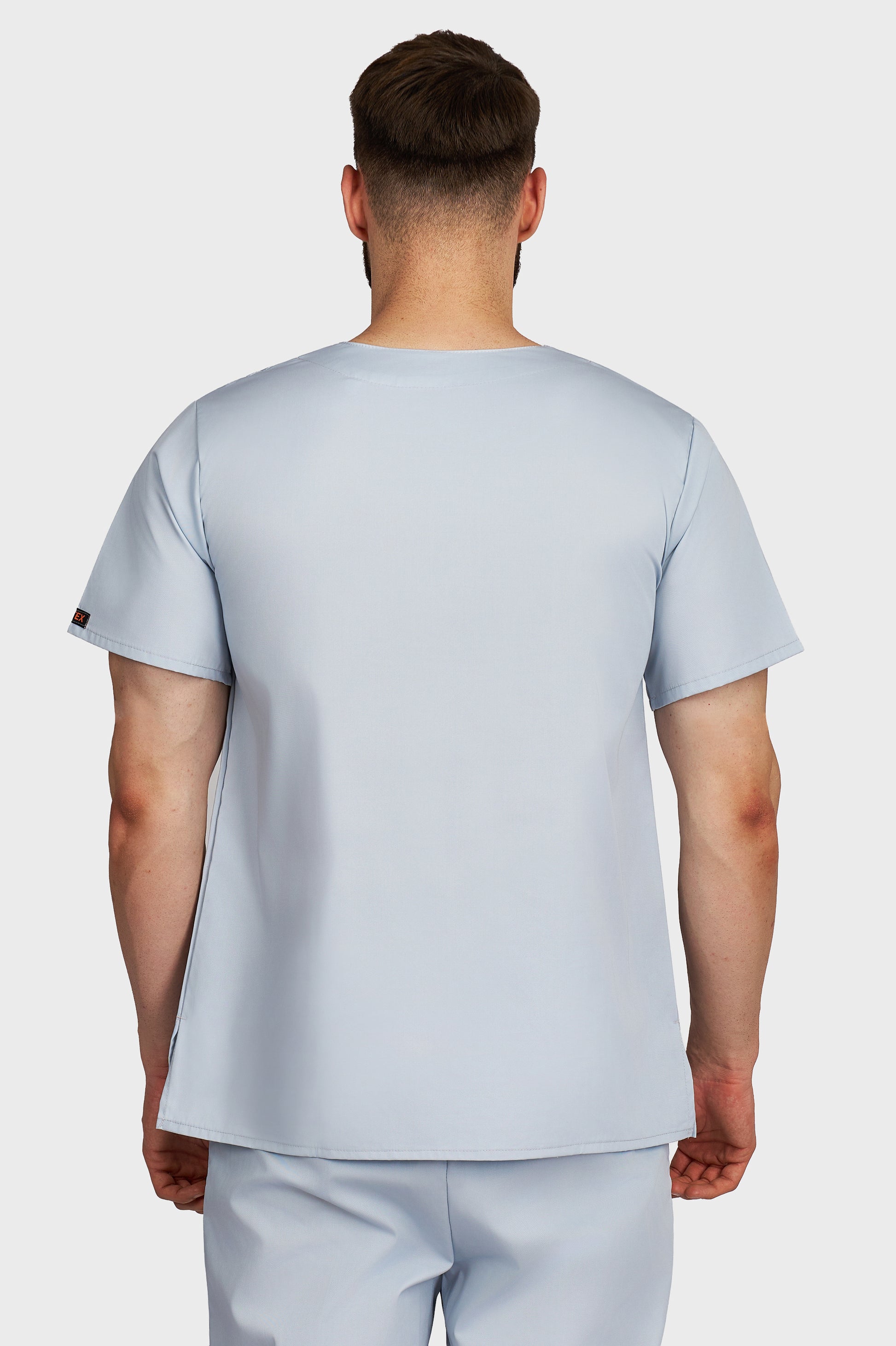 Bluza medicala barbati Victoria gri - vedere din spate - AKITEX