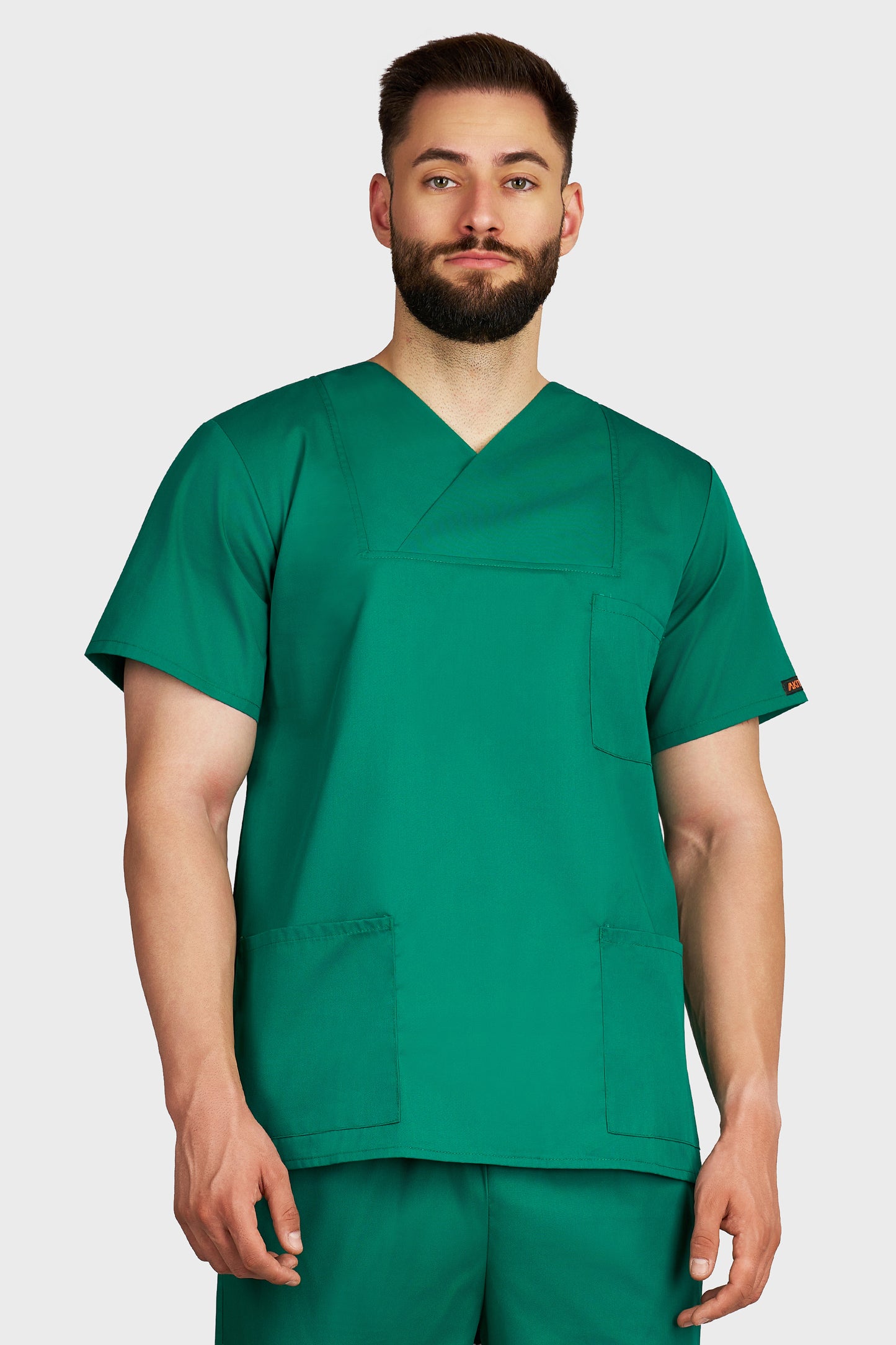 Bluza medicala barbati Victoria verde - vedere din fata - AKITEX