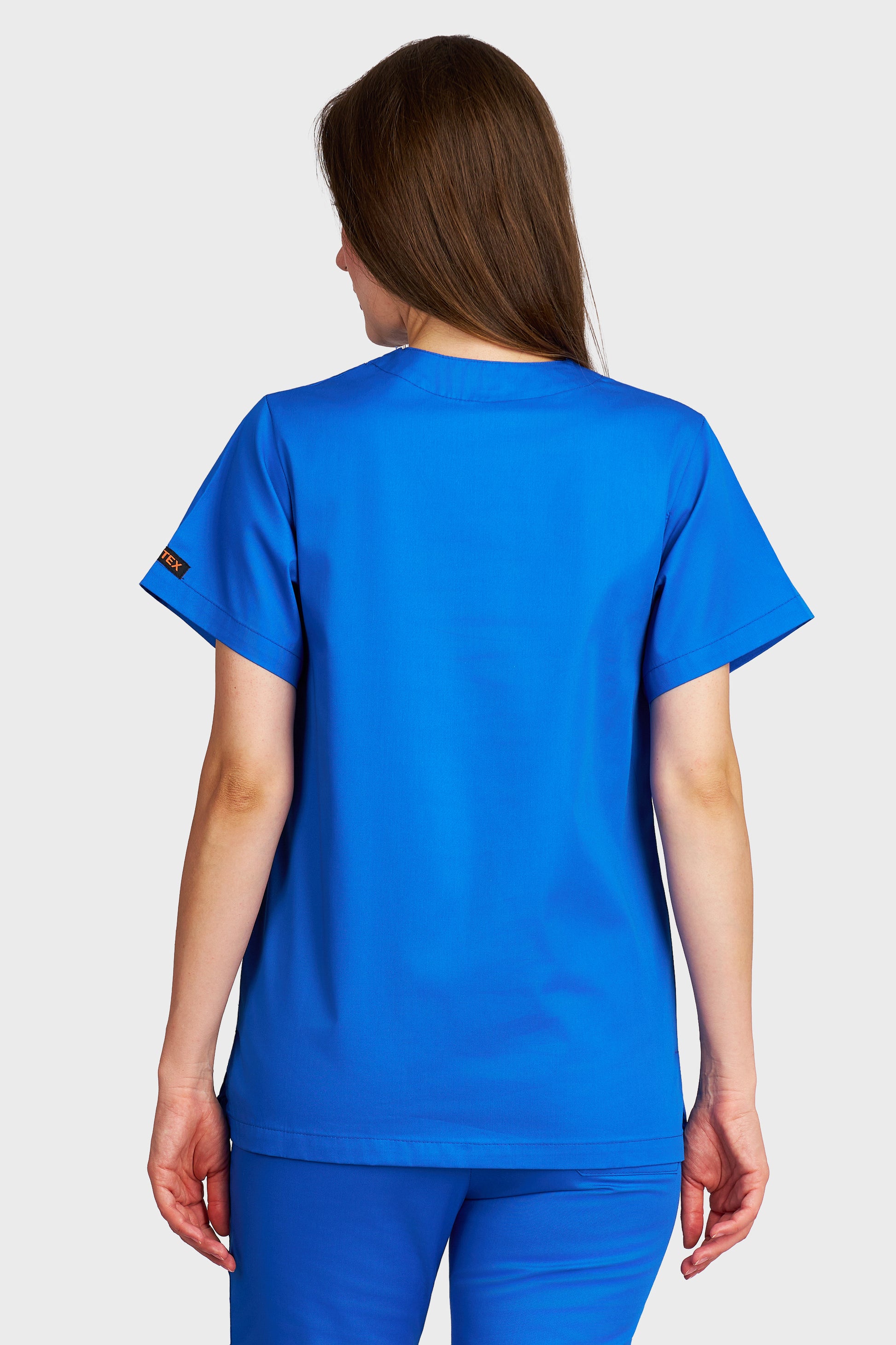 Bluza medicala femei Frieda albastru royal - vedere din spate - AKITEX