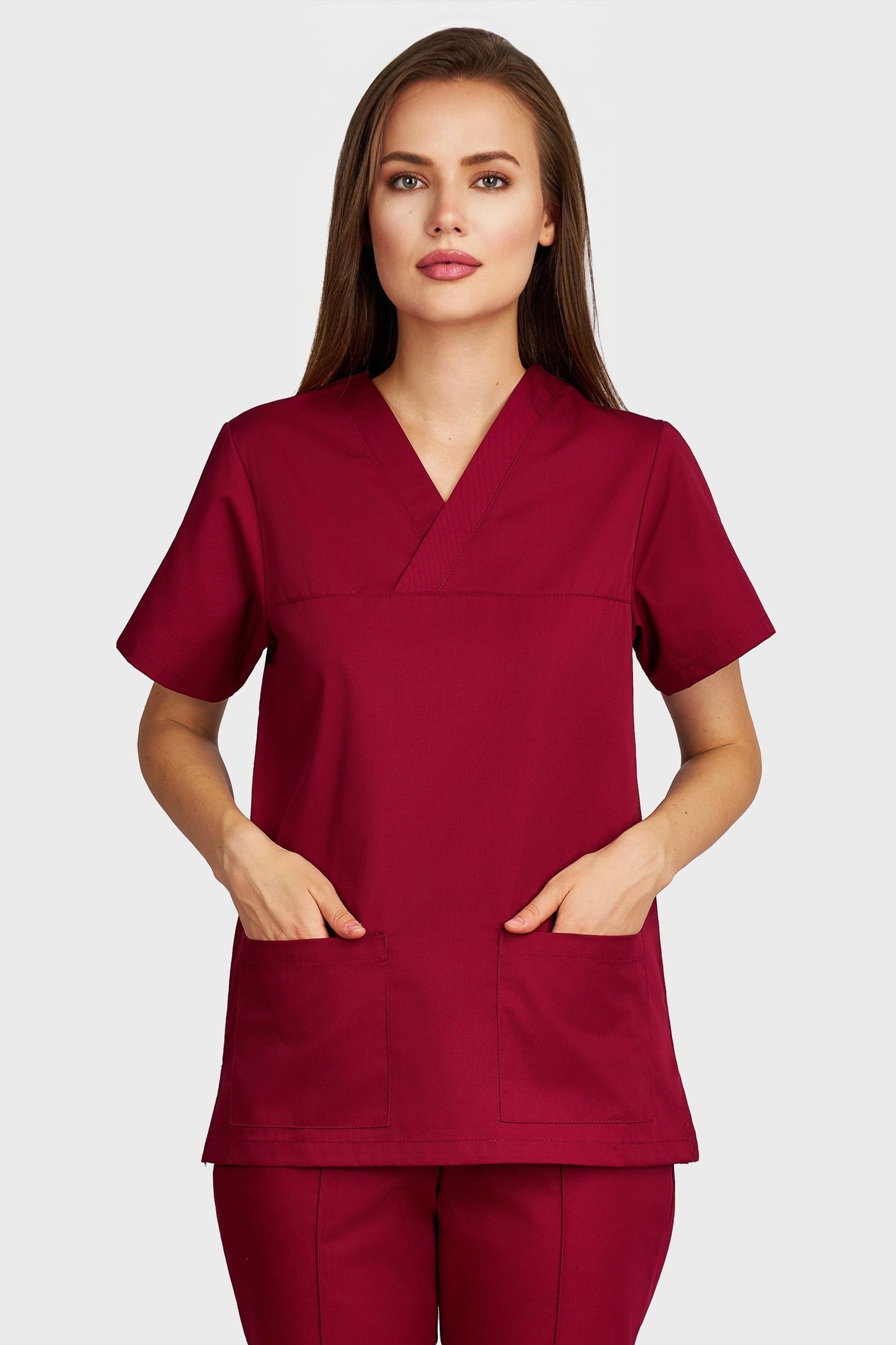 Bluza medicala femei Frieda bordo - vedere din fata - AKITEX