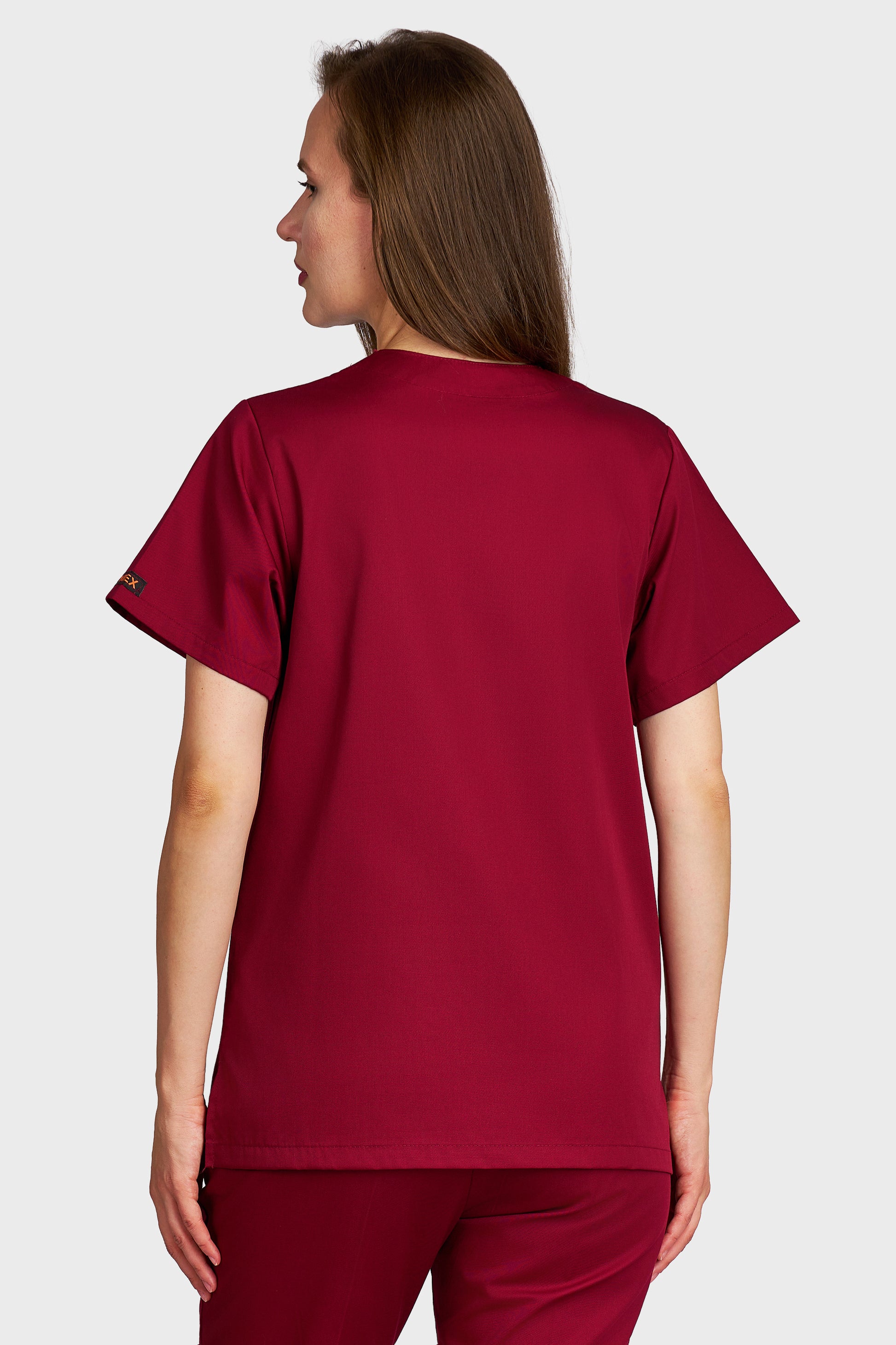 Bluza medicala femei Frieda bordo - vedere din spate - AKITEX
