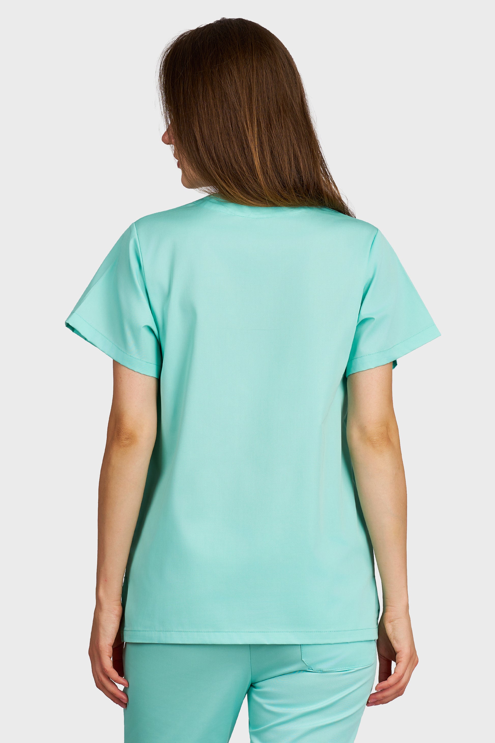 Bluza medicala femei Frieda menta - vedere din spate - AKITEX