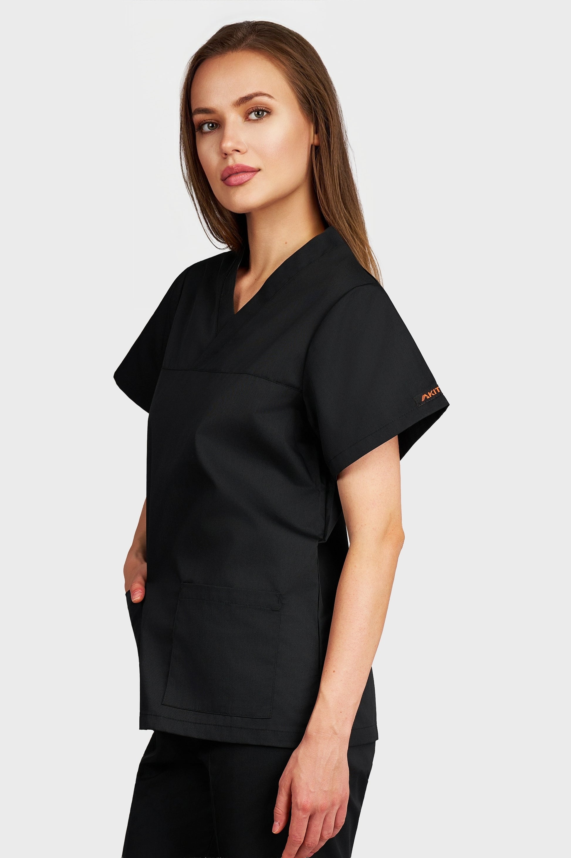Bluza medicala femei Frieda negru - vedere laterala - AKITEX