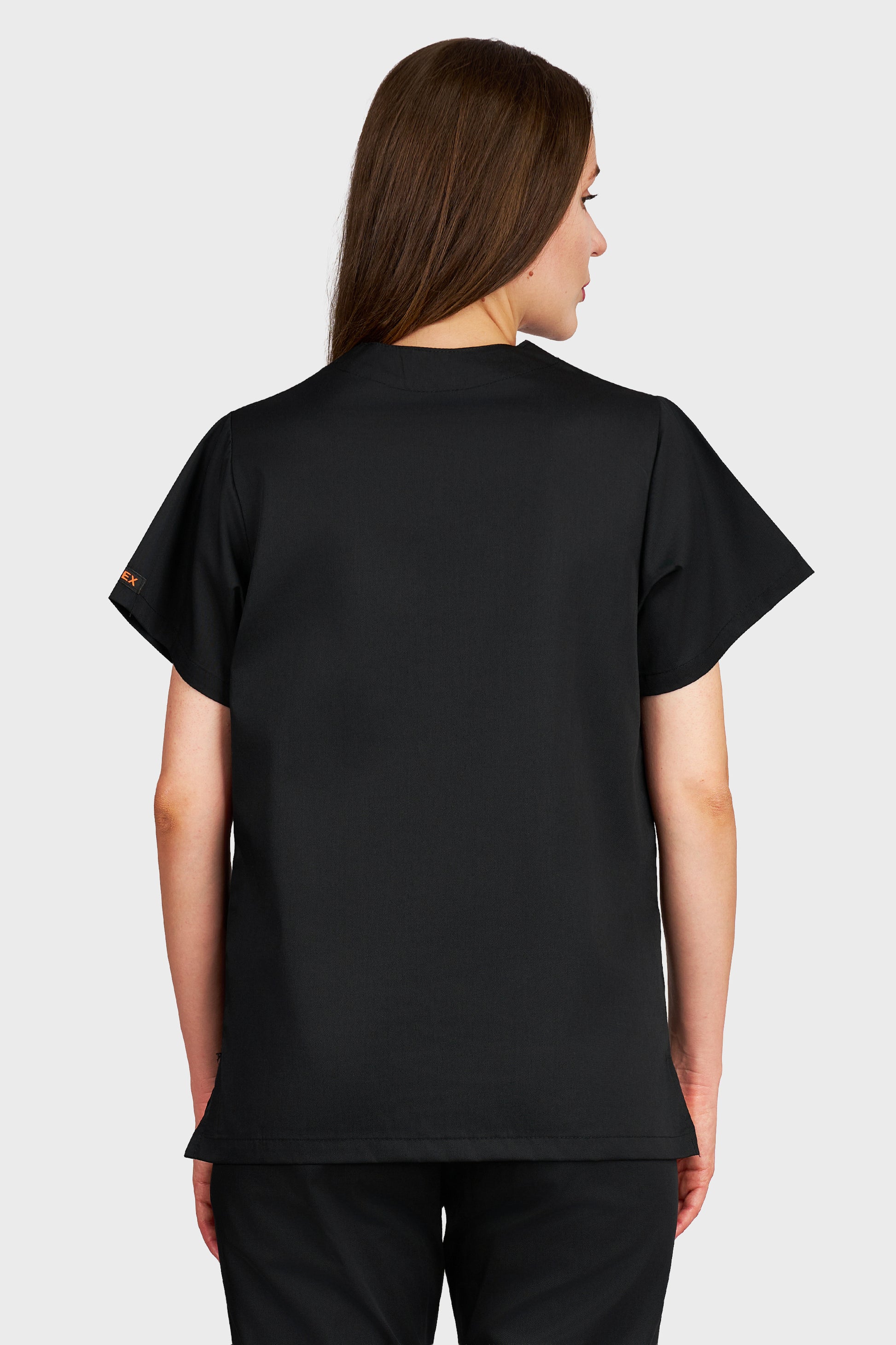 Bluza medicala femei Frieda negru - vedere din spate - AKITEX
