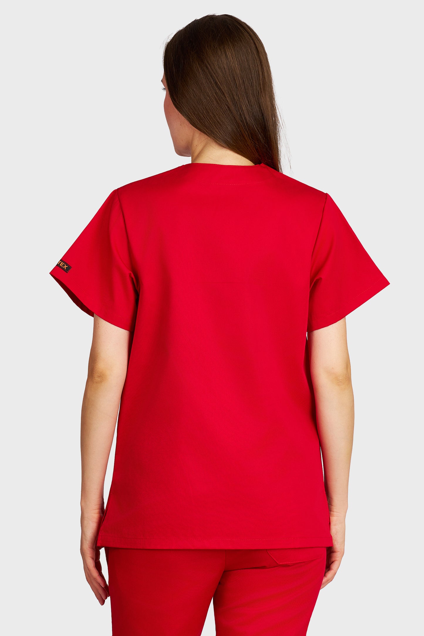 Bluza medicala femei Frieda rosu - vedere din spate - AKITEX