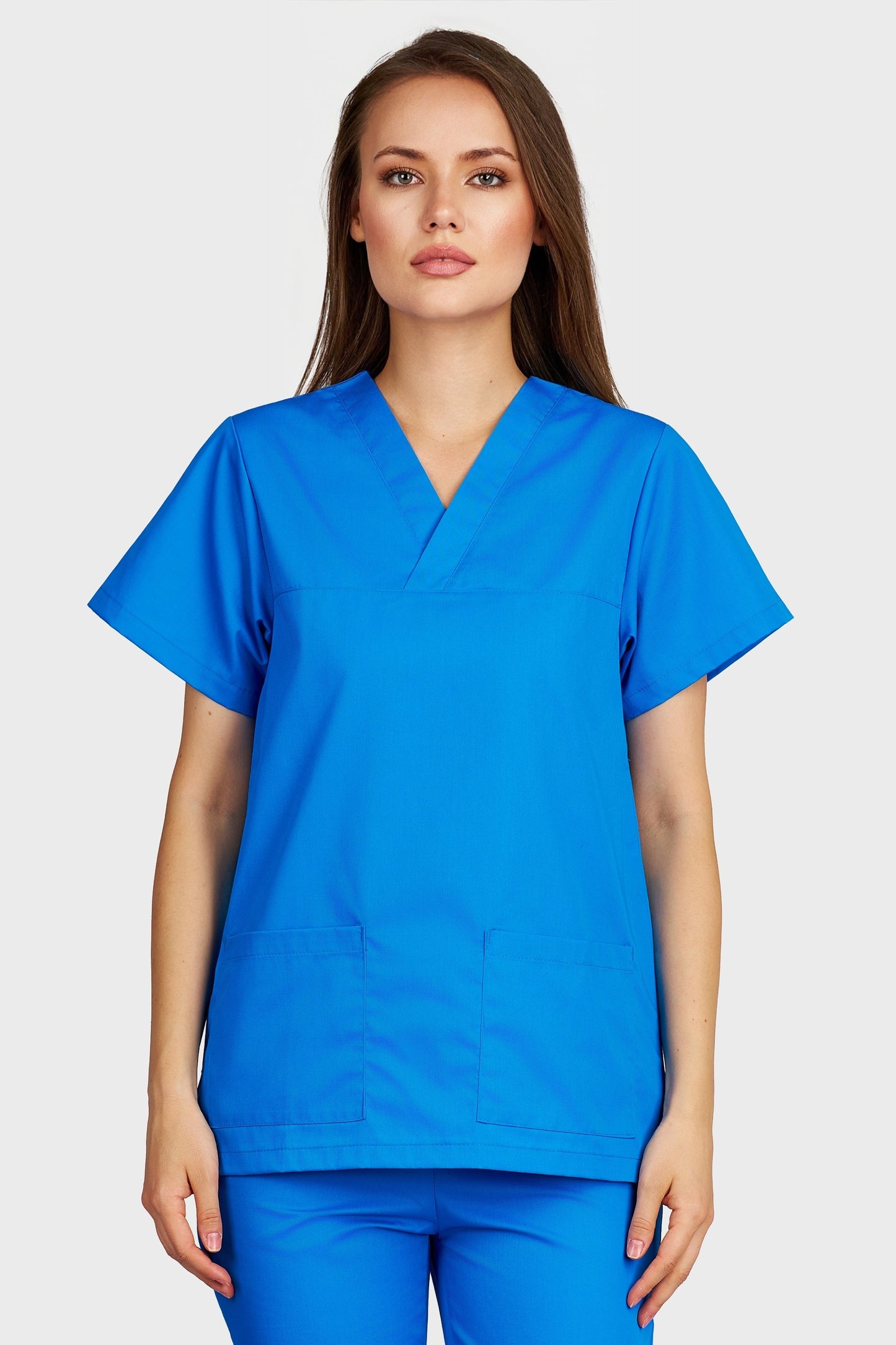Bluza medicala femei Frieda turcoaz - vedere din fata - AKITEX