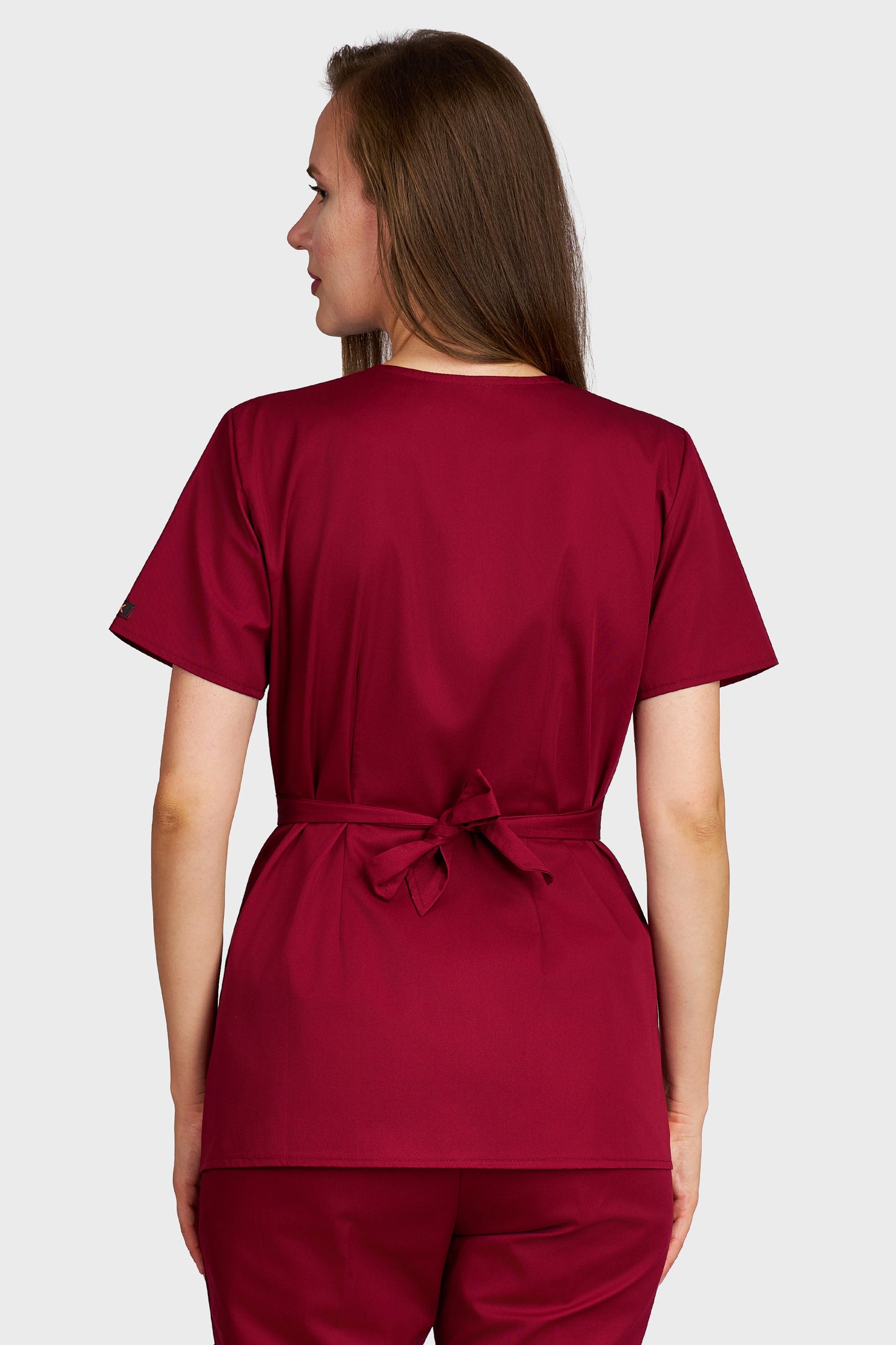 Bluza medicala femei Kimono bordo - vedere din spate - AKITEX