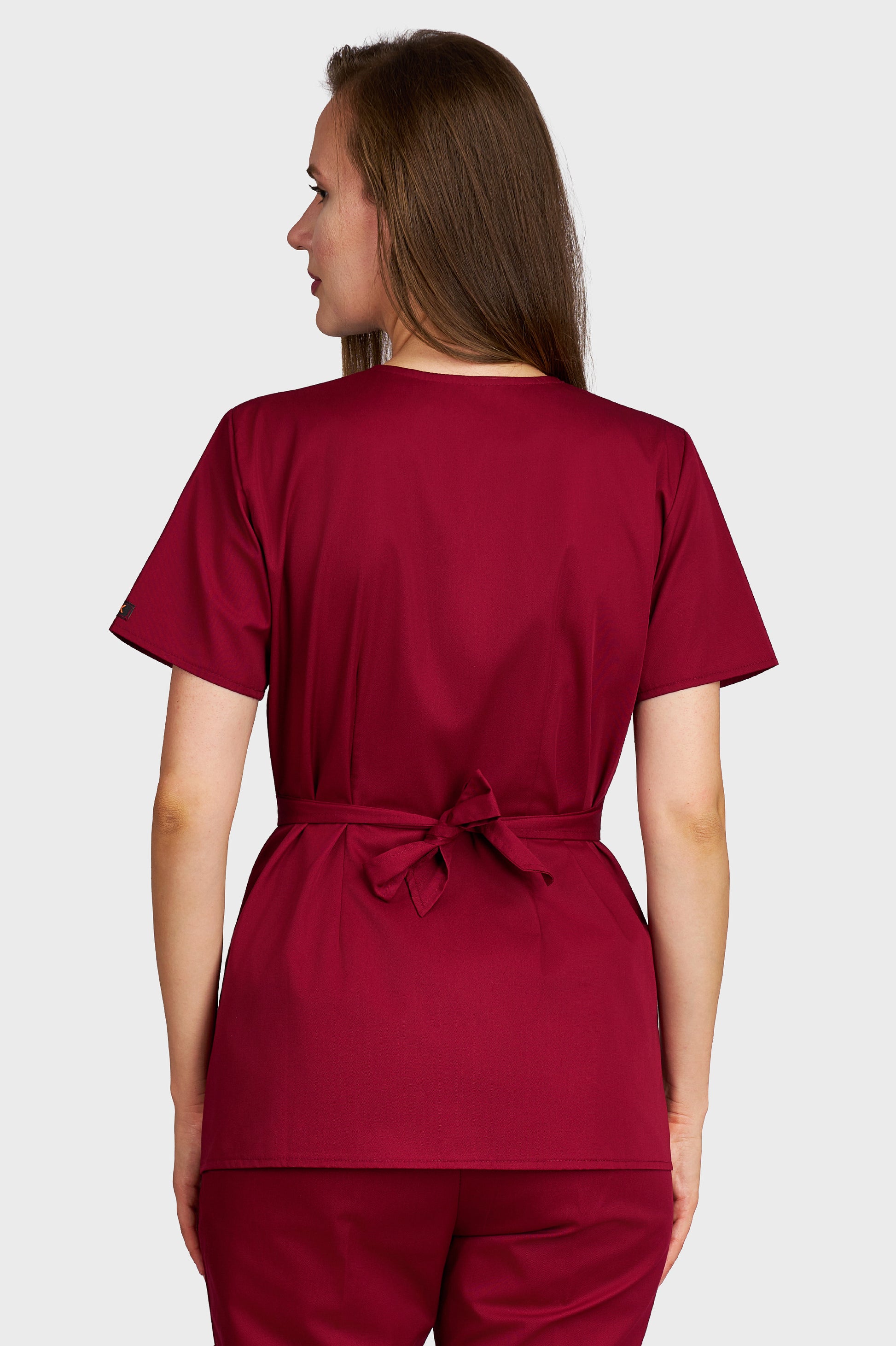 Bluza medicala femei Kimono bordo - vedere din spate - AKITEX