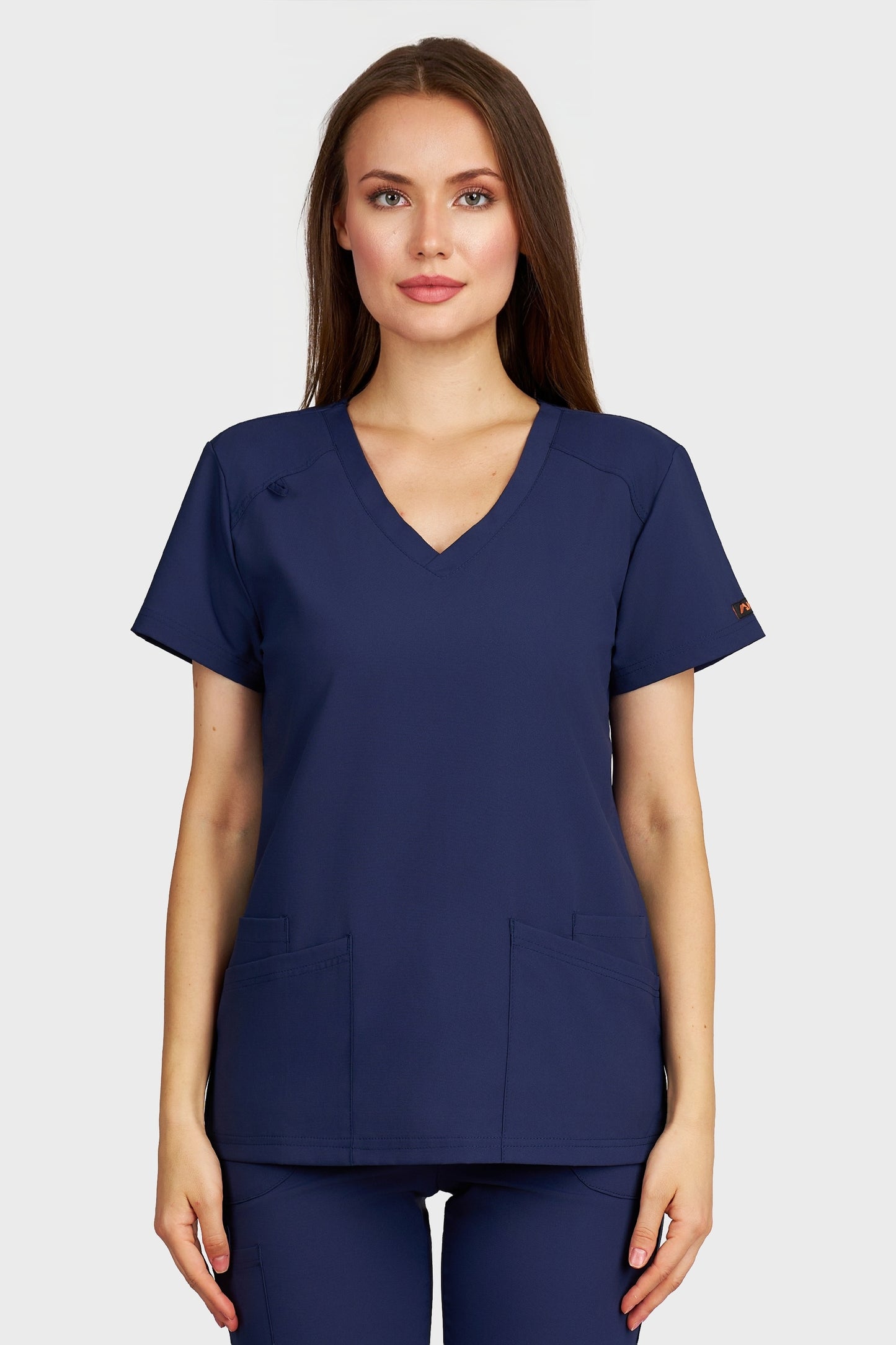 Bluza medicala femei Tosca bleumarin stretch - vedere din fata - AKITEX