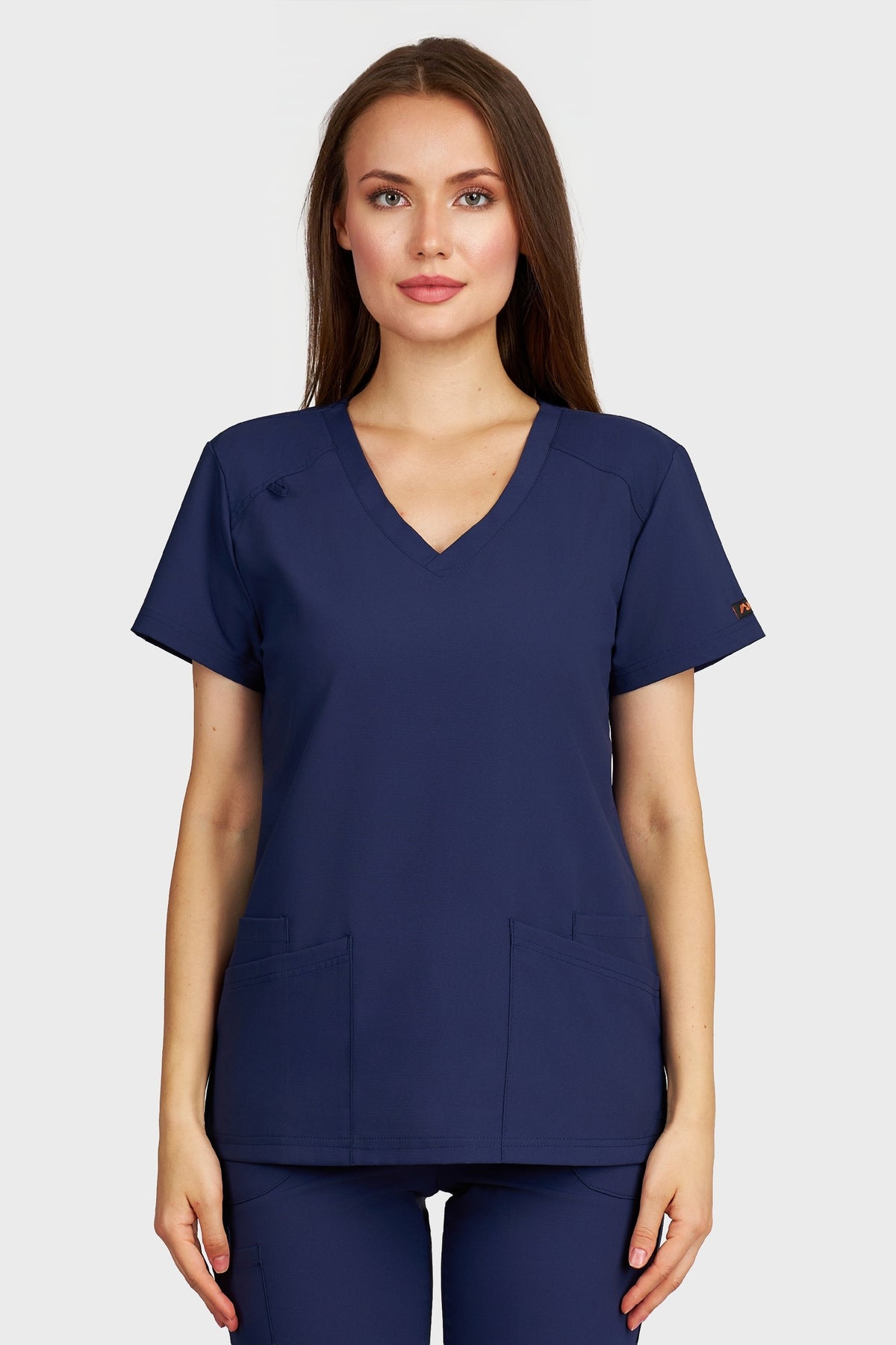 Bluza medicala femei Tosca bleumarin stretch - vedere din fata - AKITEX