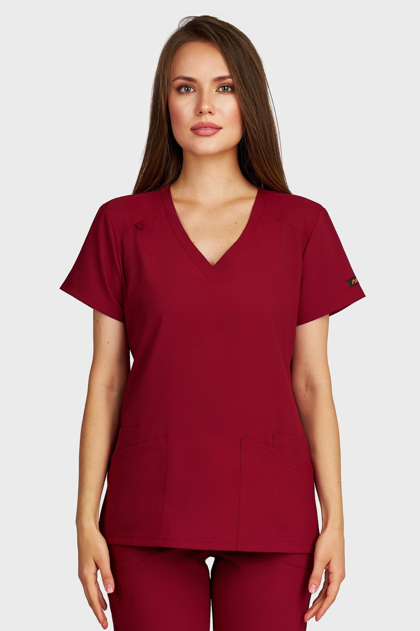 Bluza medicala femei Tosca bordo stretch - vedere din fata - AKITEX