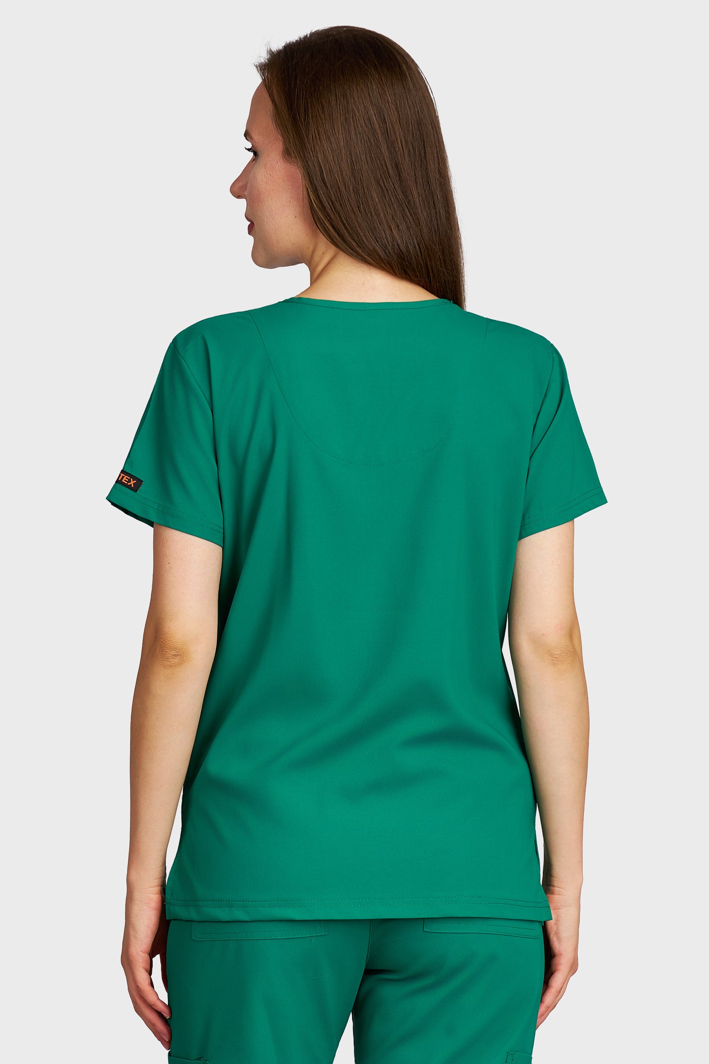 Bluza medicala femei Tosca verde stretch - vedere din spate - AKITEX