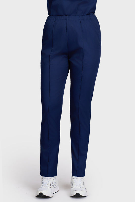 Pantaloni medicali femei Alisa bleumarin - vedere din fata - AKITEX