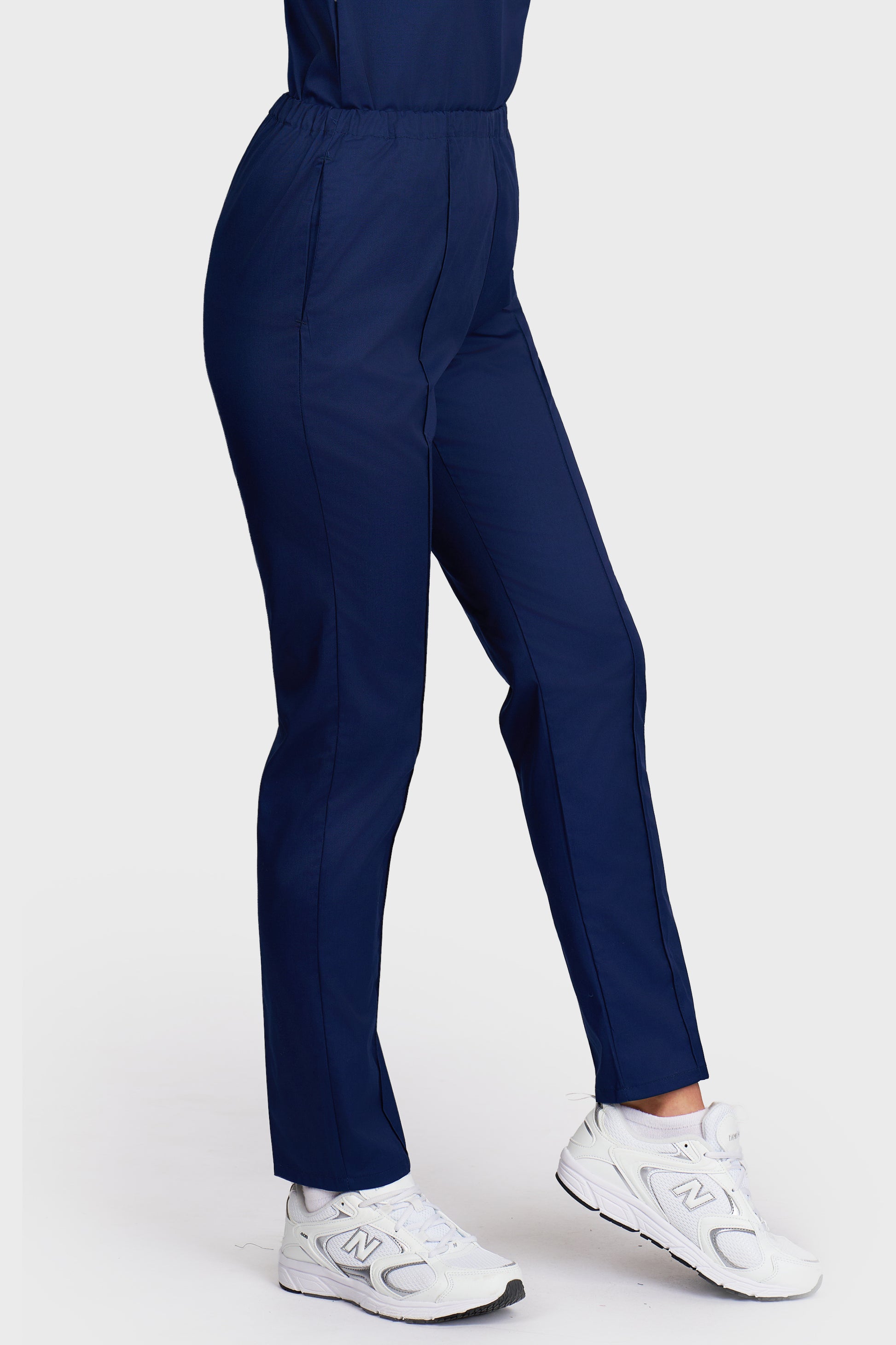 Pantaloni medicali femei Alisa bleumarin - vedere laterala - AKITEX